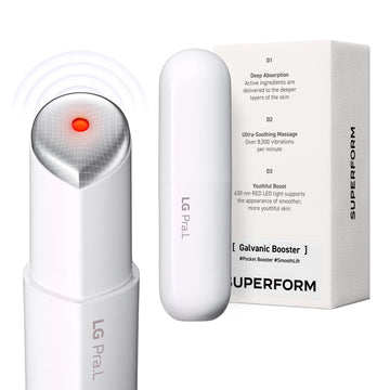 LG Pra.L Superform Galvanic Booster Mystic White, frontal, mejora absorción y brillo de la piel.