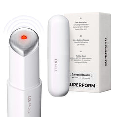 LG Pra.L Superform Galvanic Booster Mystic White, frontal, mejora absorción y brillo de la piel.