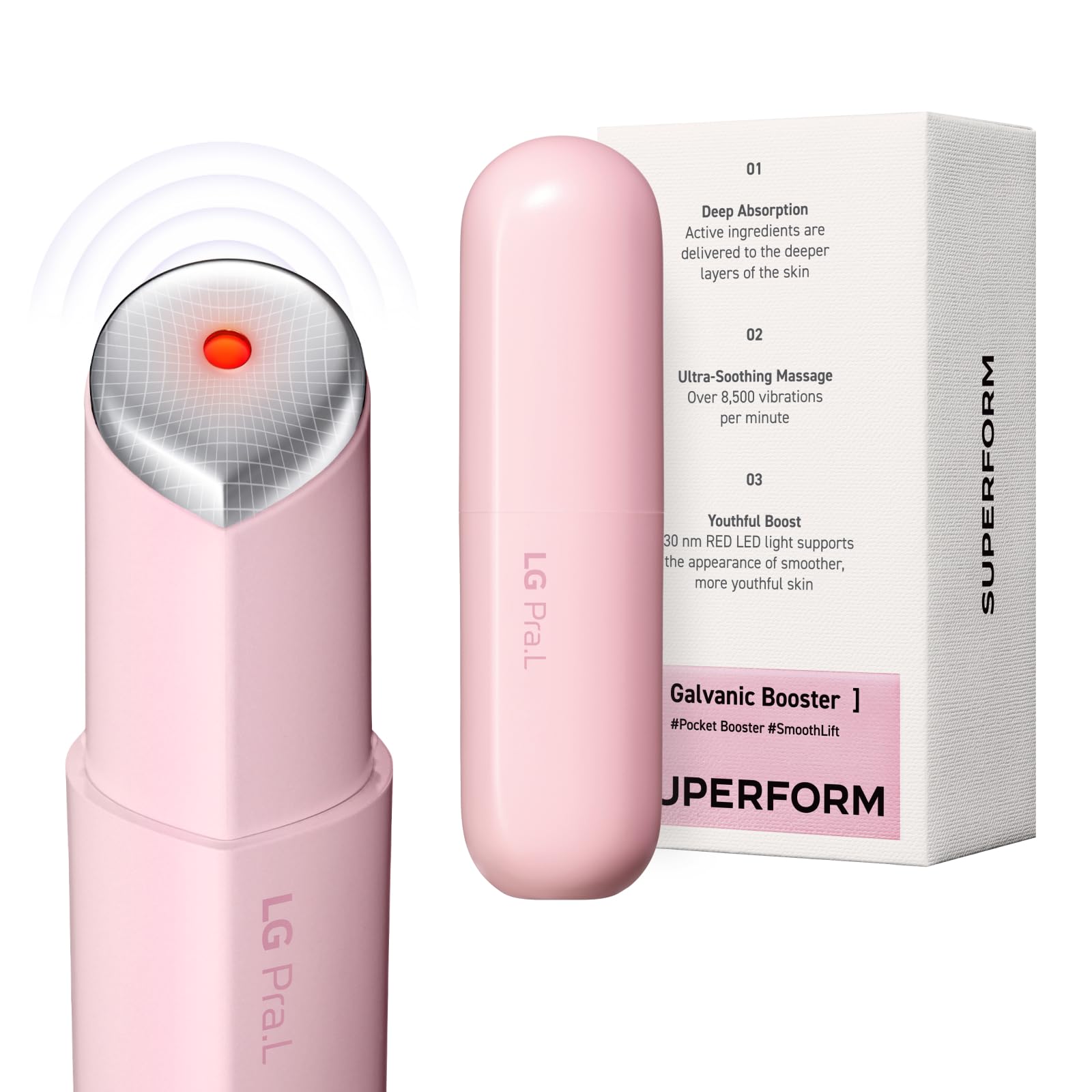 LG Pra.L Superform Galvanic Booster frente para uso diario