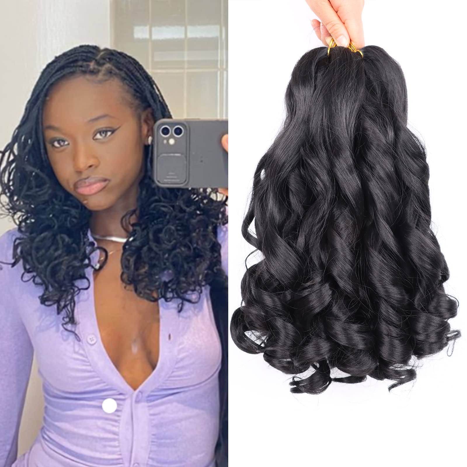 Lianzi cabello francés rizado 14p, conjunto para trenzas rápidas y naturales.