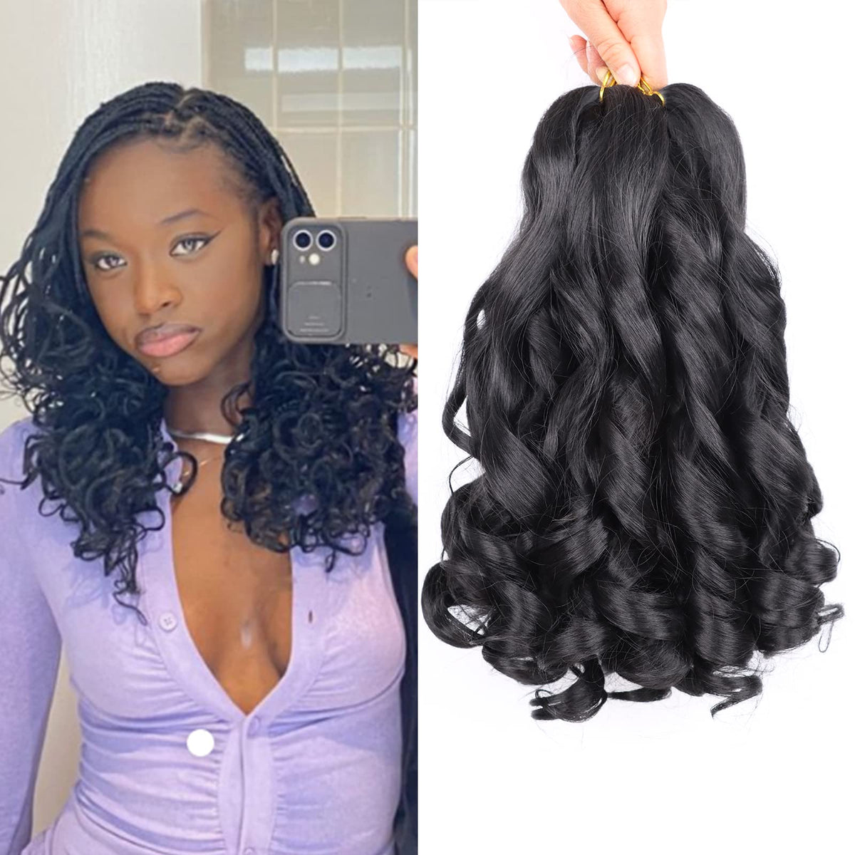 Lianzi cabello francés rizado 14p, conjunto para trenzas rápidas y naturales.