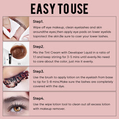 Coloración duradera para cejas y pestañas con aspecto vivo.