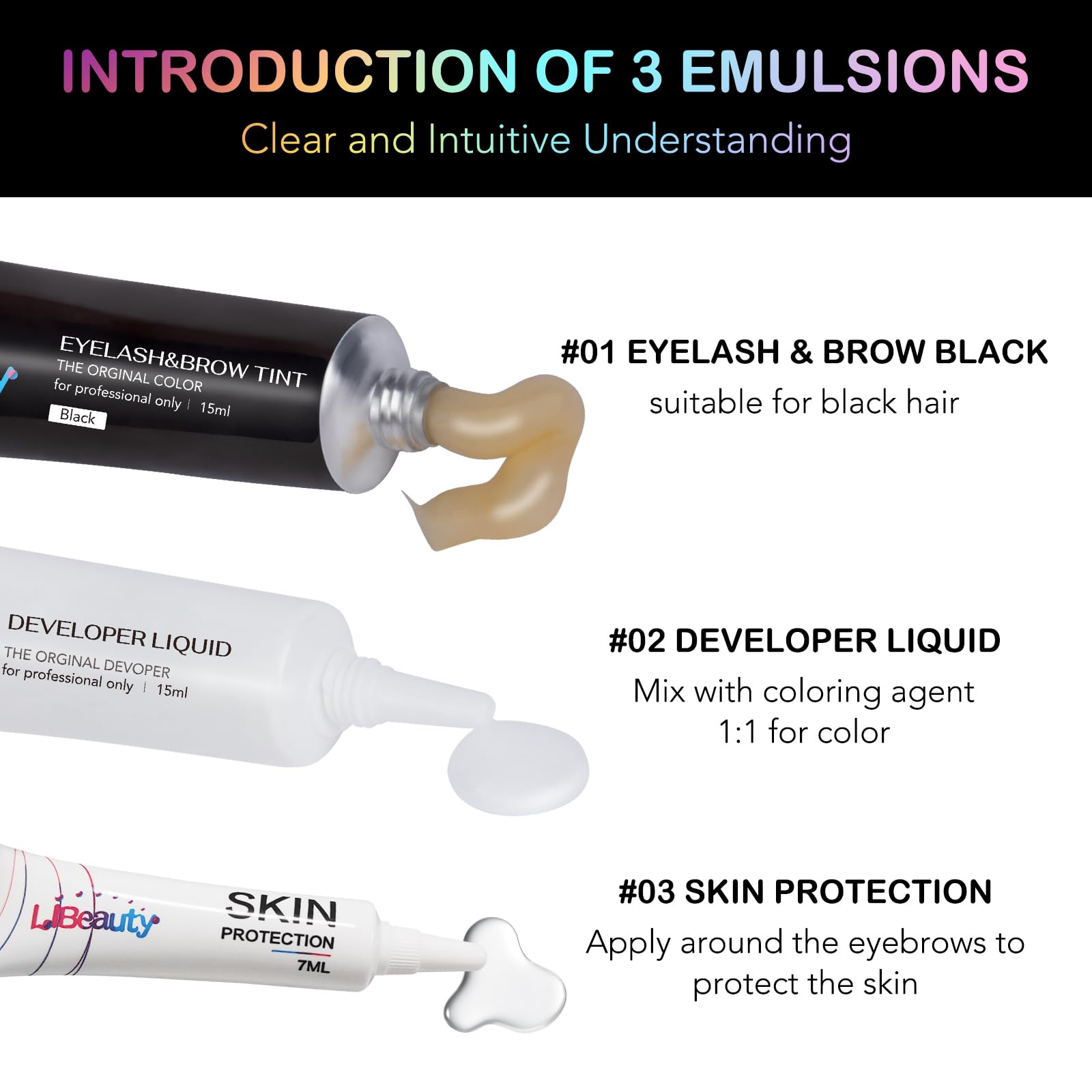 Kit versátil para cejas, pestañas y tintes capilares.