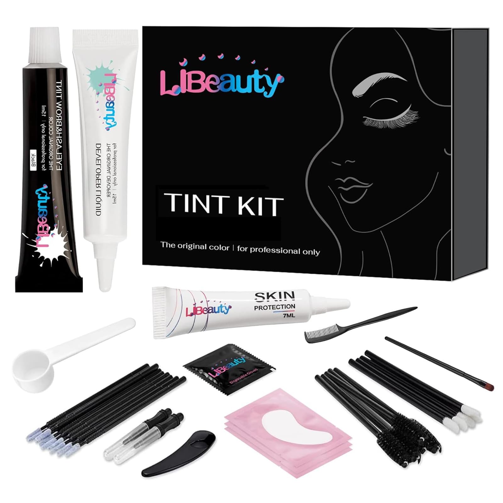 Libeauty Kit Color pestañas y cejas negro para definición natural.