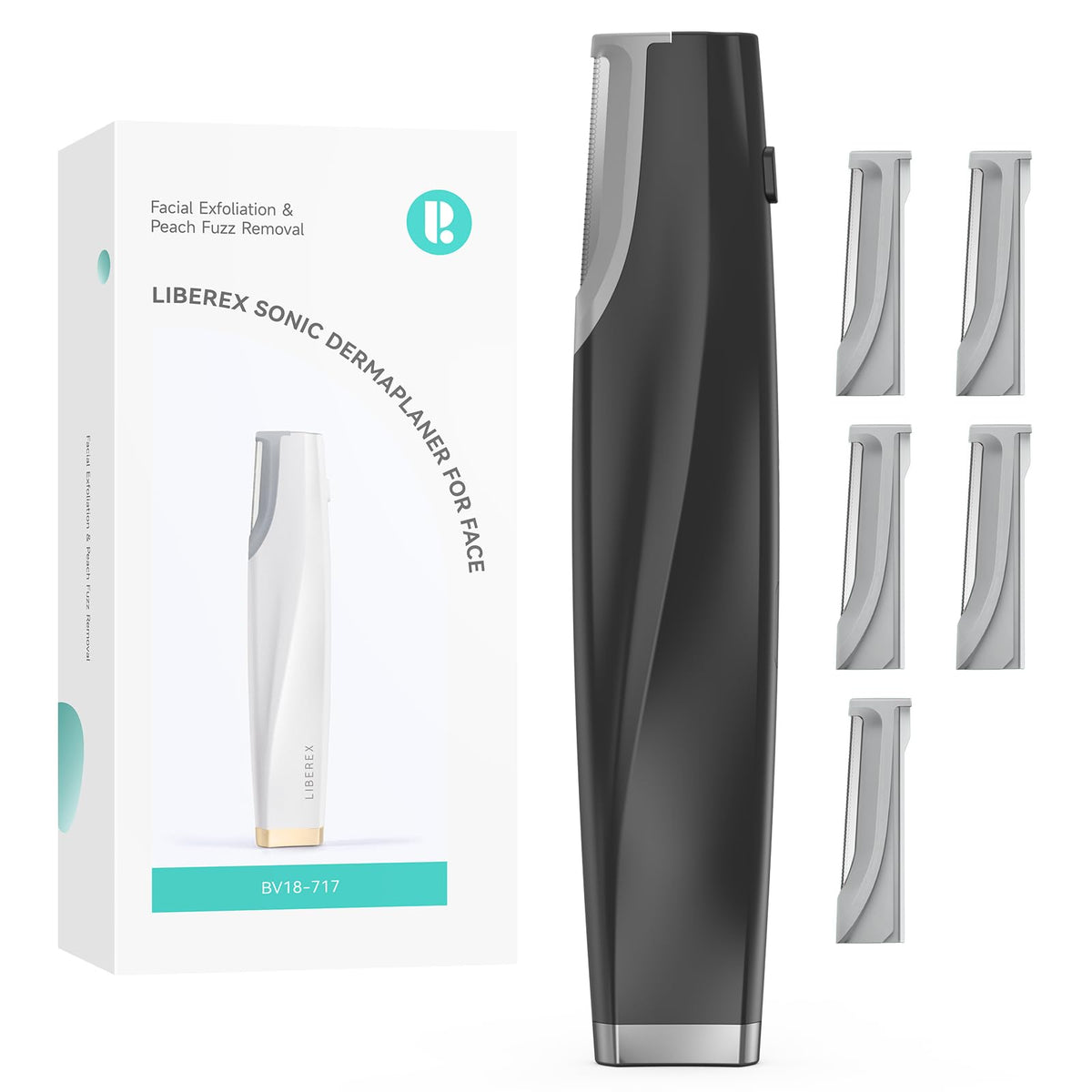 Liberex Sonic Dermaplaning con luz integrada en la frente para exfoliación precisa.