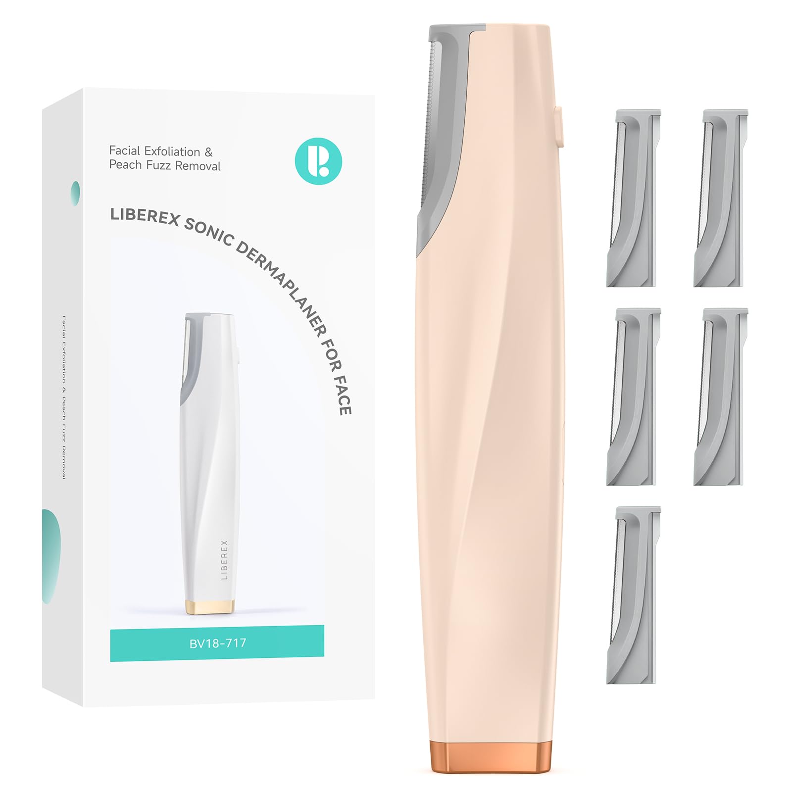 Liberex dermaplaning sónico para rostro rosa: exfoliación suave para piel más limpia