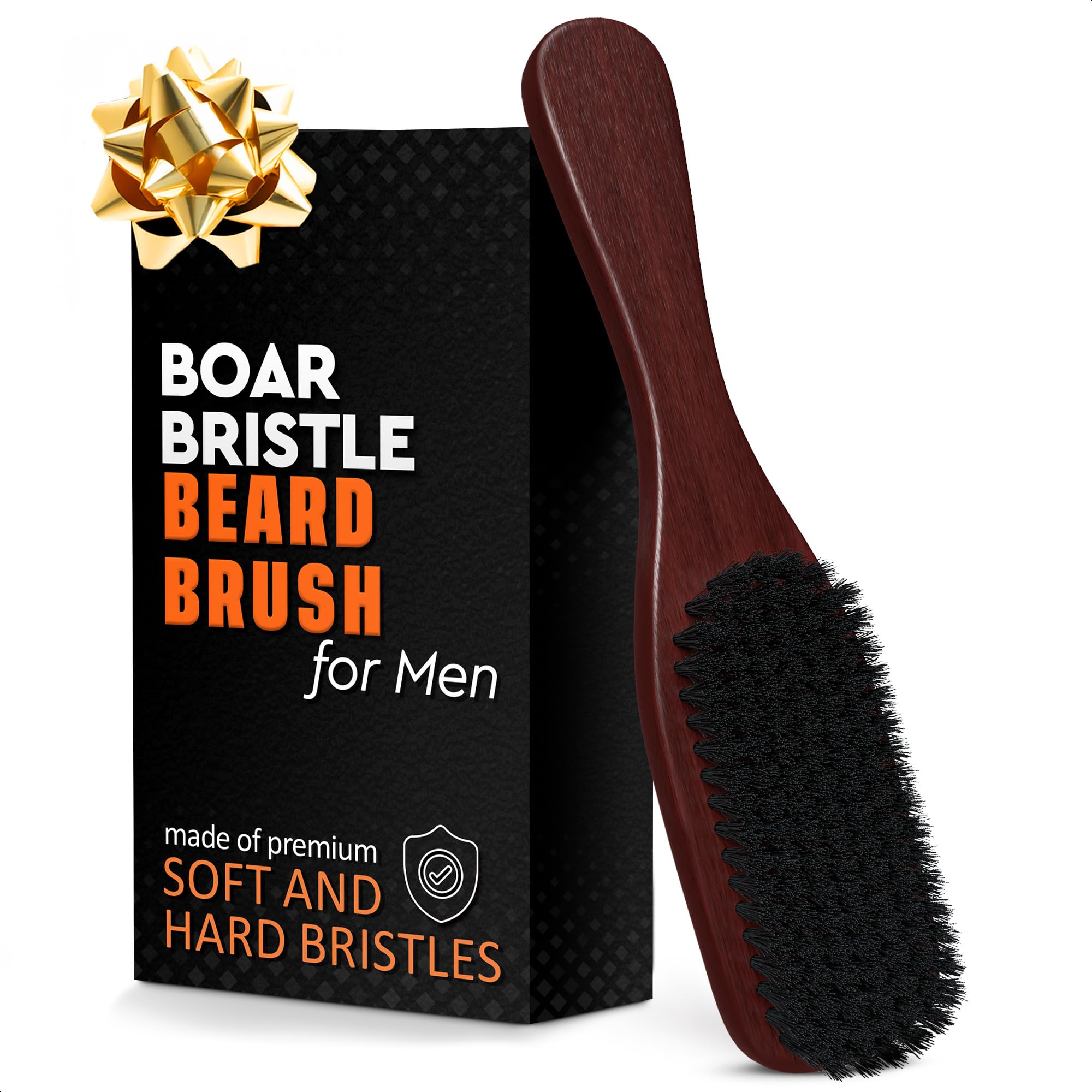 LIBERHAUS Cepillo para barba con mango de madera, vista frontal para control preciso en casa.