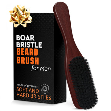 LIBERHAUS Cepillo para barba con mango de madera, vista frontal para control preciso en casa.