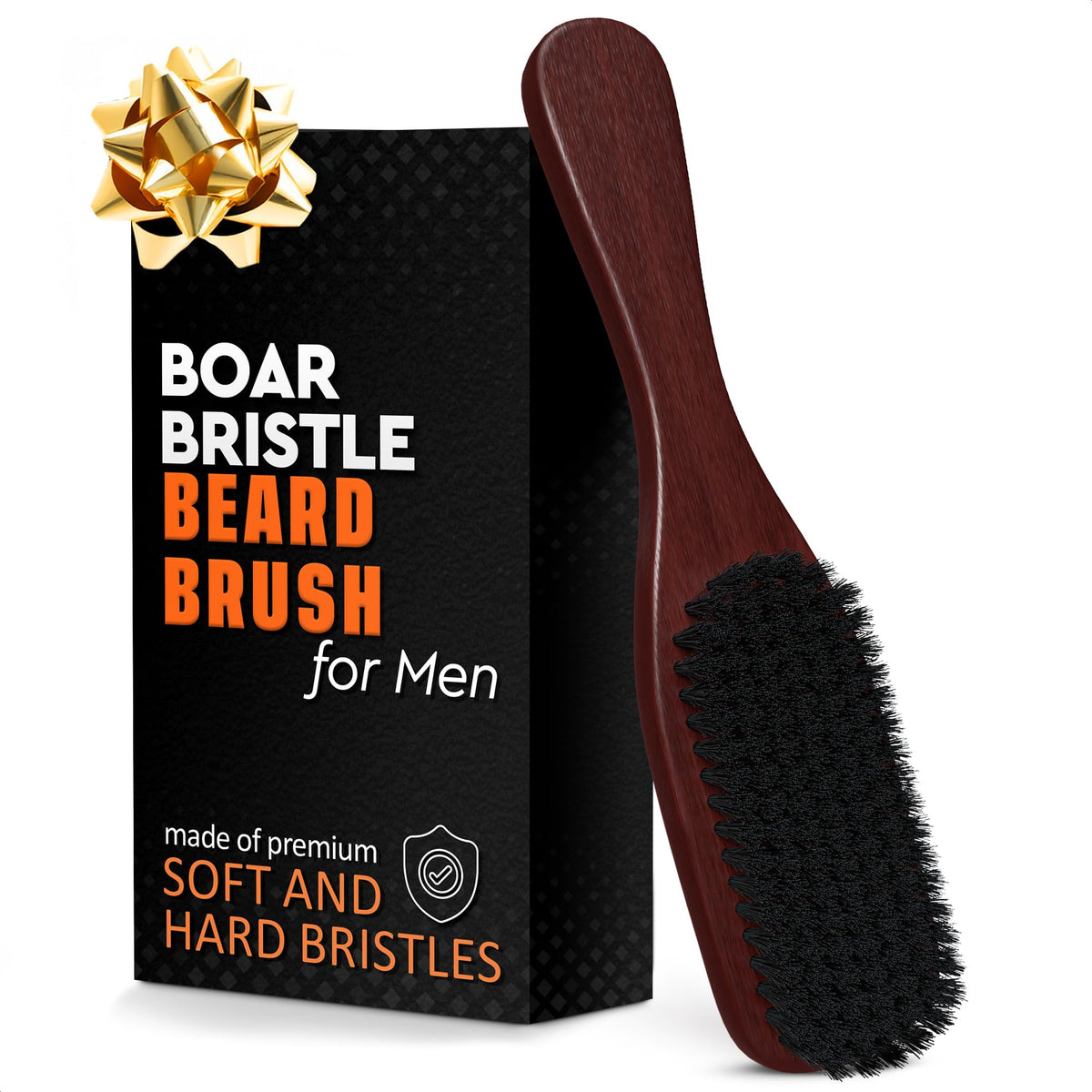 LIBERHAUS Cepillo para barba con mango de madera, vista frontal para control preciso en casa.