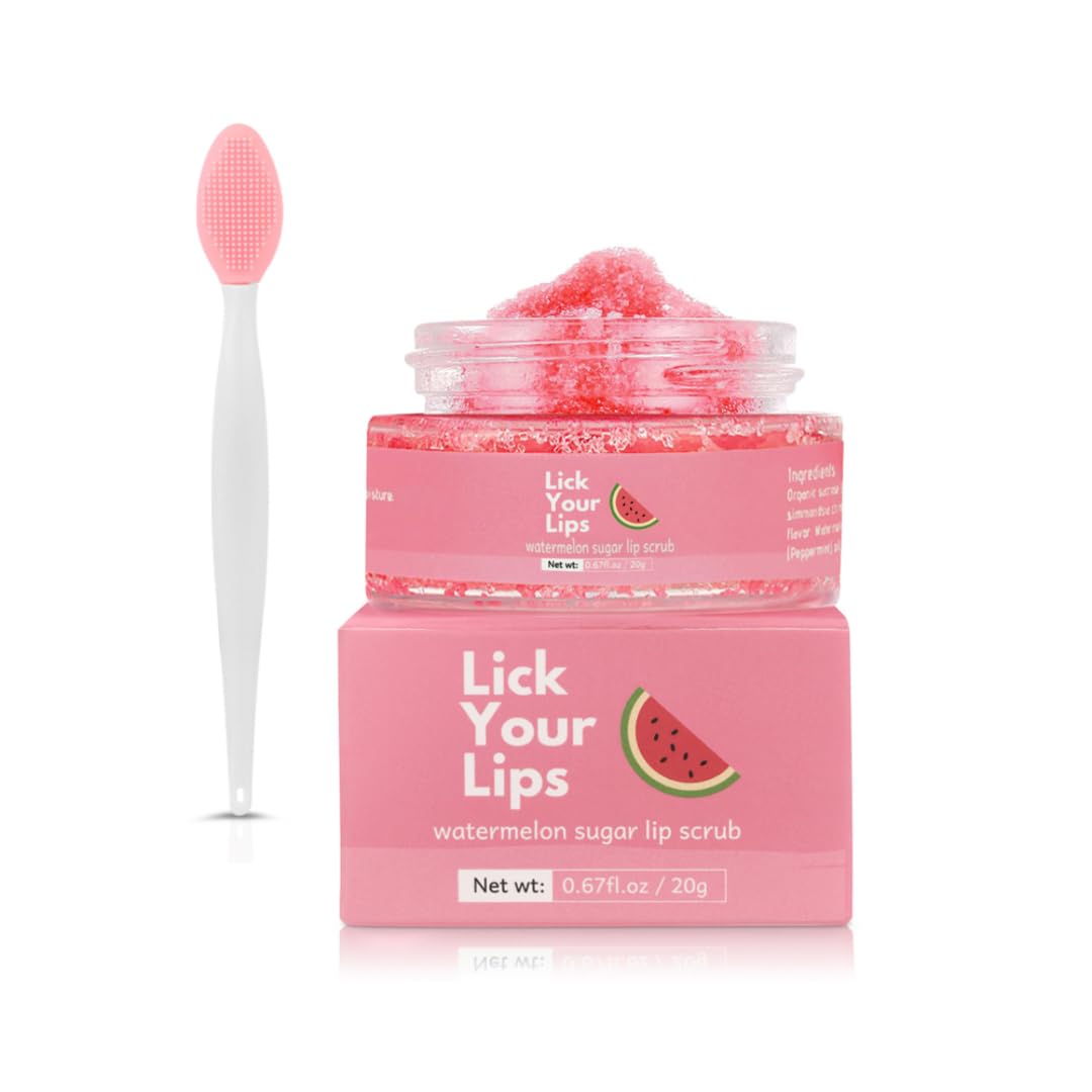 Lick Your Lips Watermelon Sugar Lip Scrub jar ready for gentle exfoliation and hydration