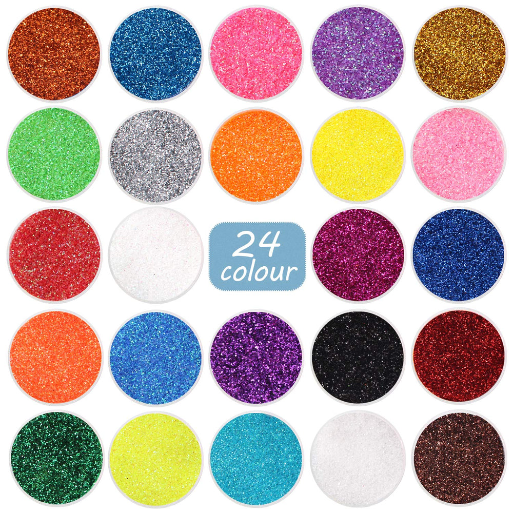 LICOOL GLITTER brillo fino 24 colores para resina y maquillaje, ideal para detalles brillantes