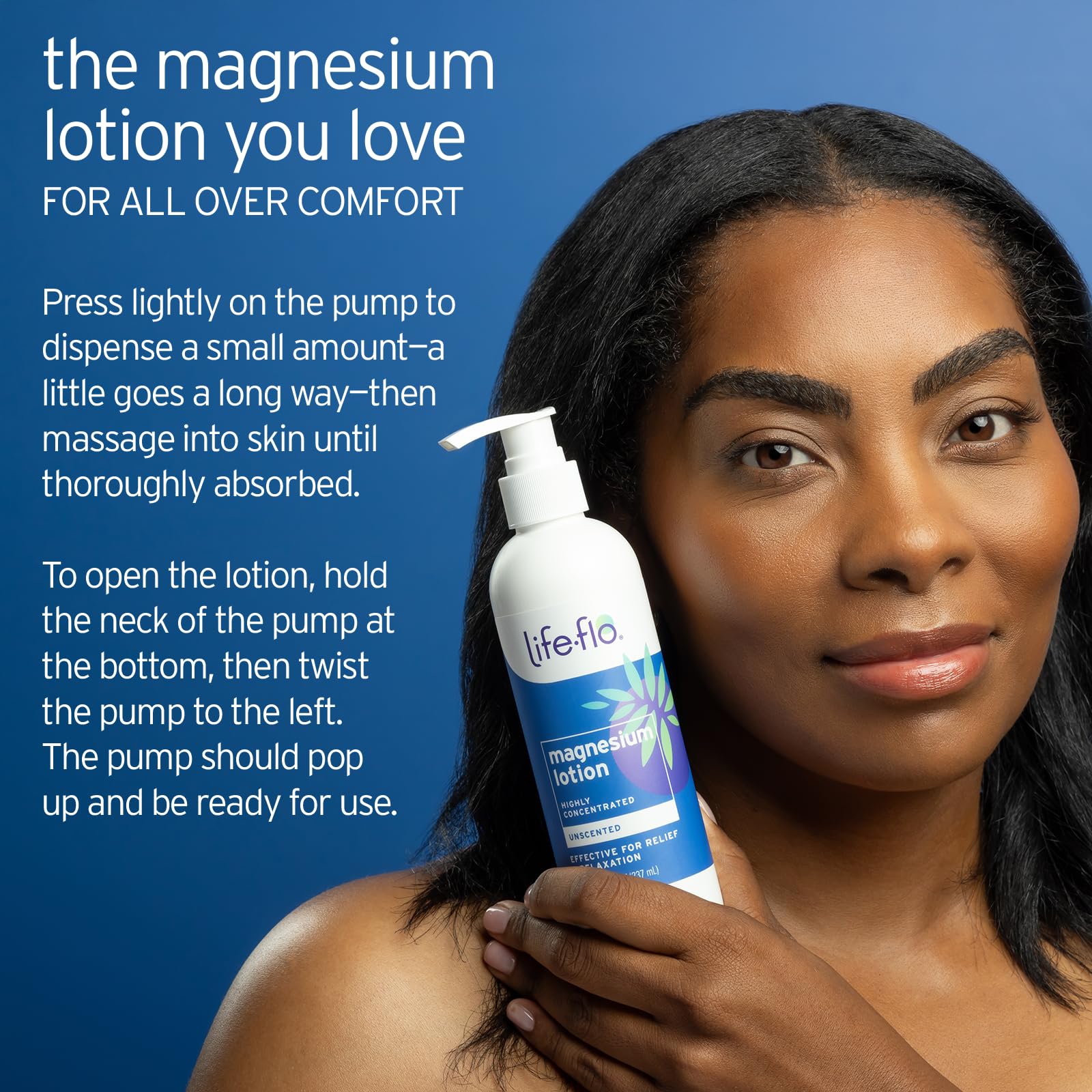 LIFE-FLO Magnesium Lotion sin fragancia ideal para piel sensible