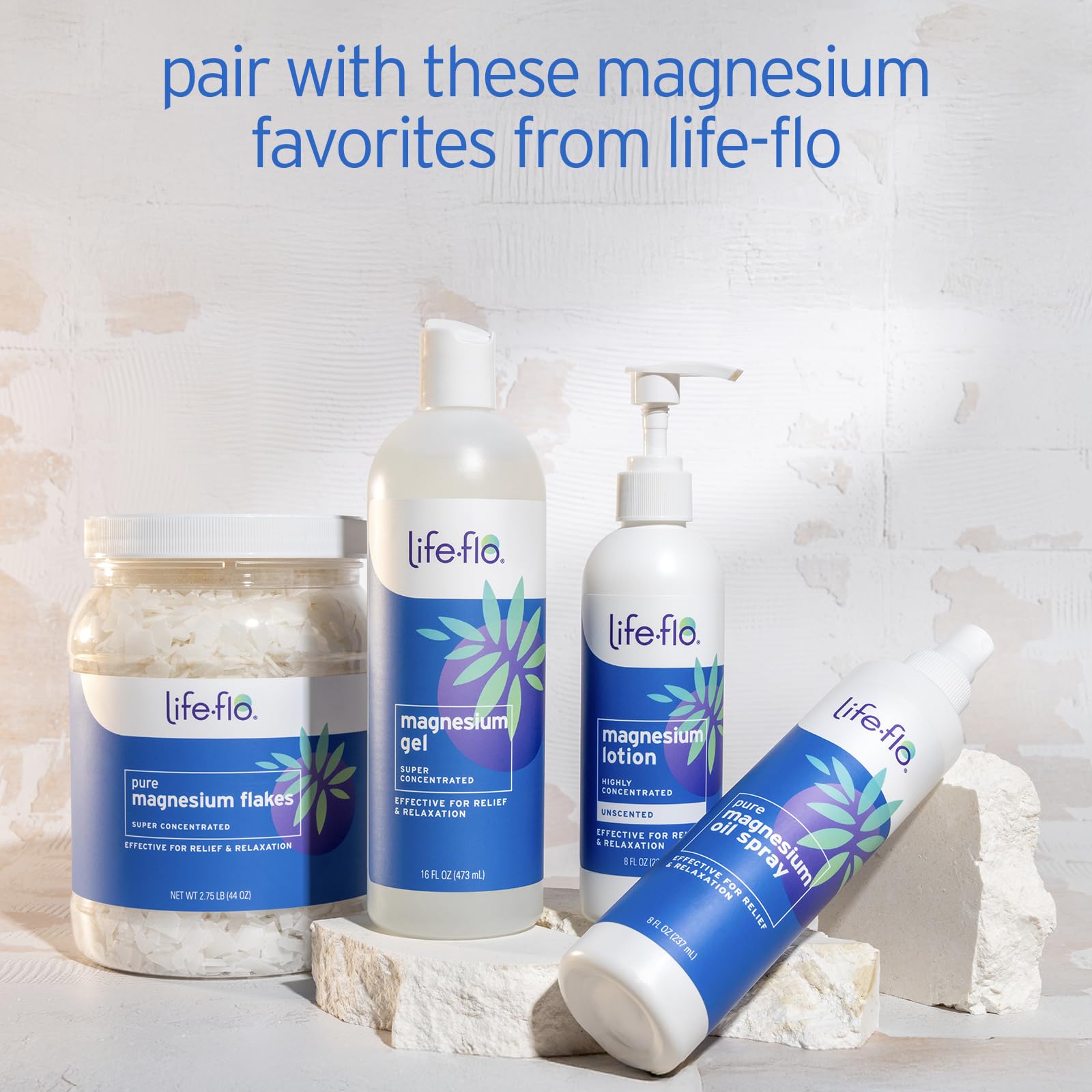 LIFE-FLO loción de magnesio con vainilla, ideal para piel sensible.