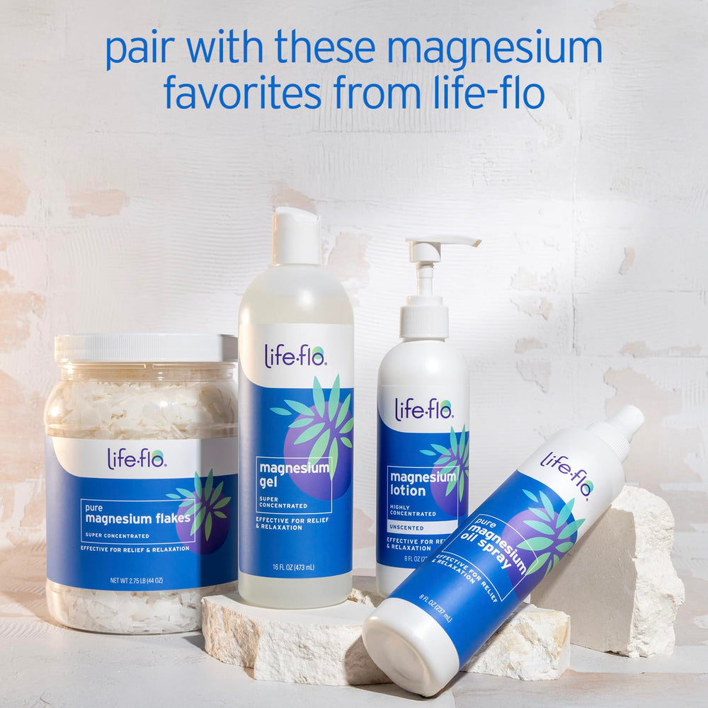 LIFE-FLO loción de magnesio con vainilla, ideal para piel sensible.