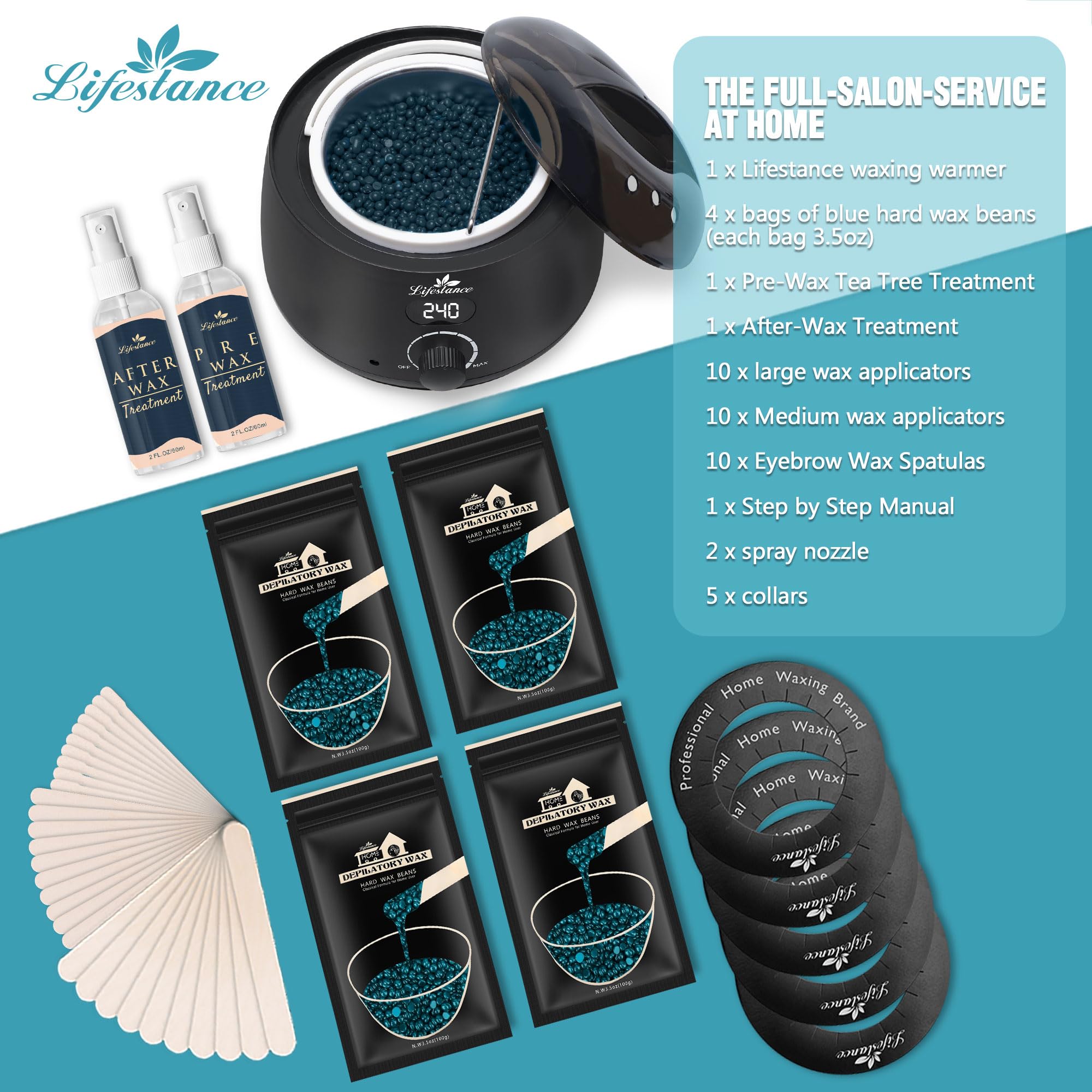 Kit de depilación Lifestance con 42 accesorios para uso en casa.