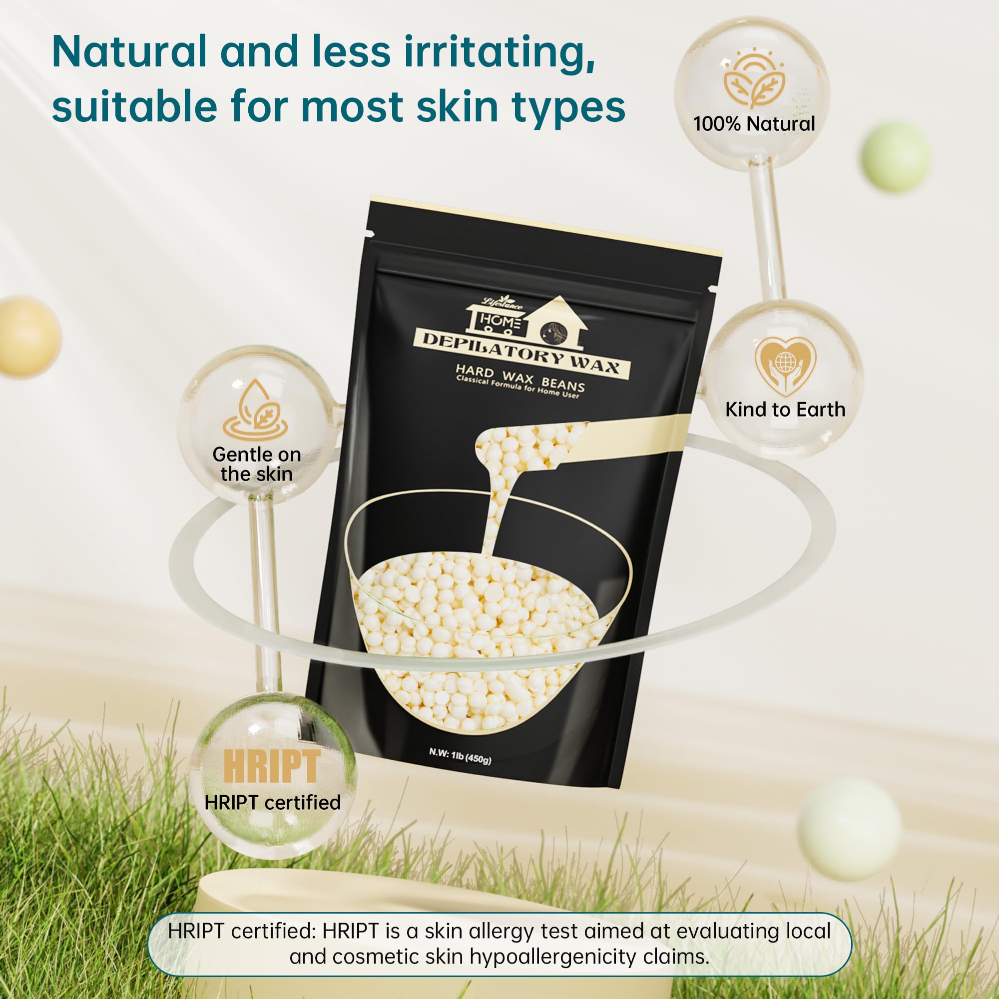 Lifestance cera dura para rostro y cejas, depilación suave del vello fino.