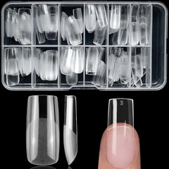 Lifextol: uñas cuadradas transparentes de tamaño medio para manicuras duraderas.