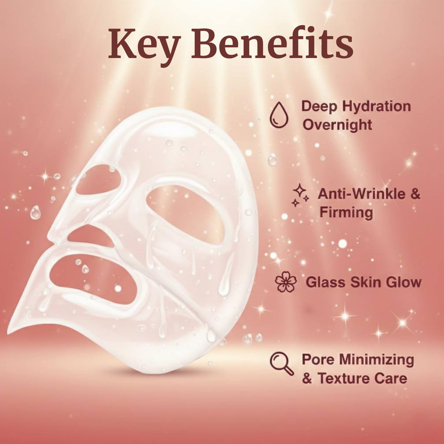 Liftouch mascarilla nocturna de hidrogel, aplicación clara para absorción nocturna sin enjuague.