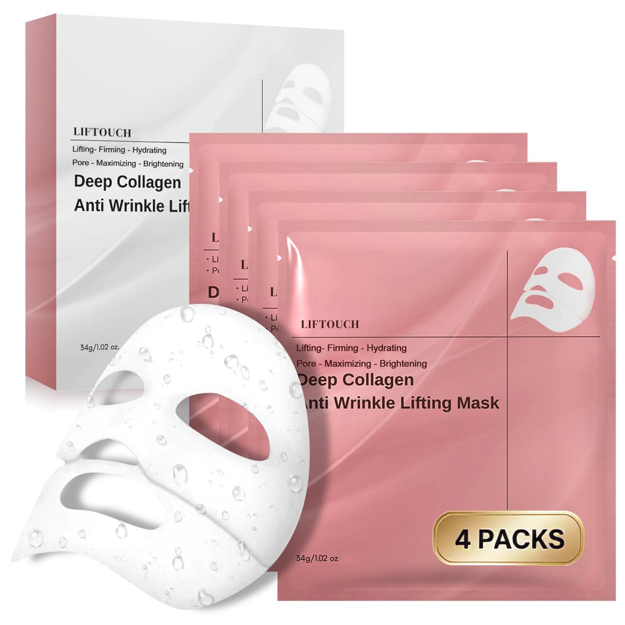 Liftouch mascarilla nocturna coreana con caja de cuatro unidades para hidratación intensiva.