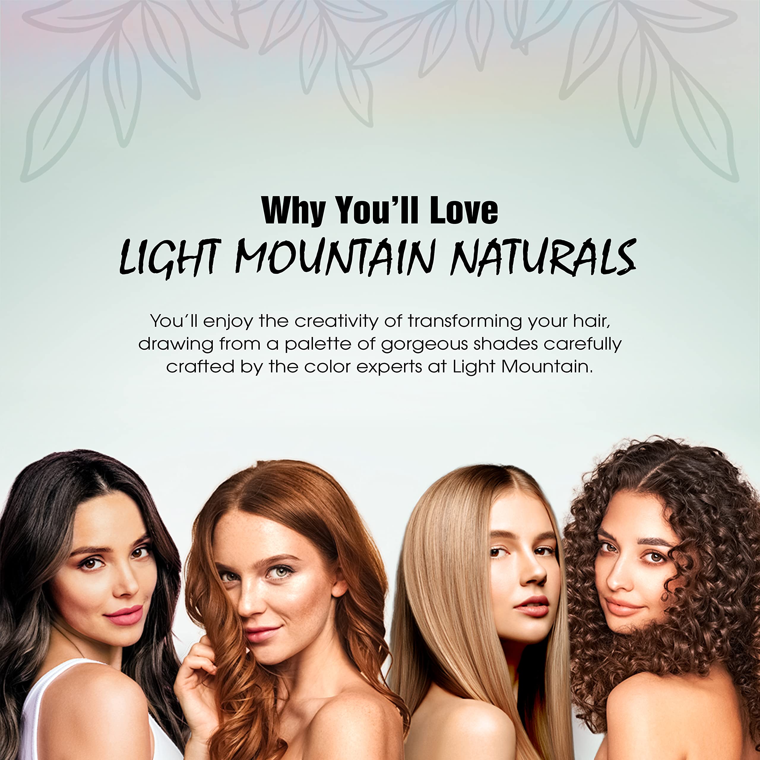 Light Mountain Henna kit de cuidado nutritivo para cabello saludable.