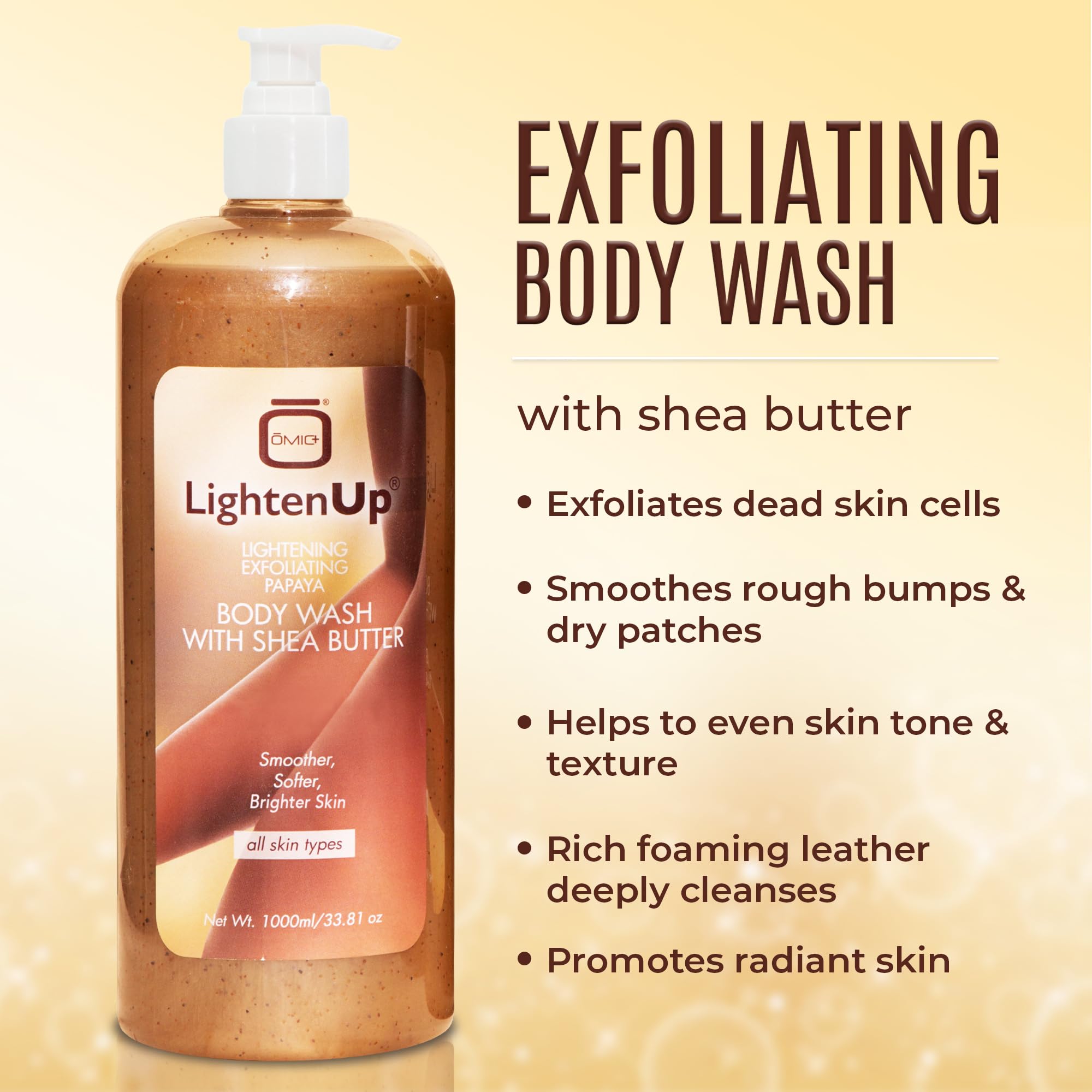 LightenUp Exfoliating Body Wash: espuma rica limpia suavemente la piel