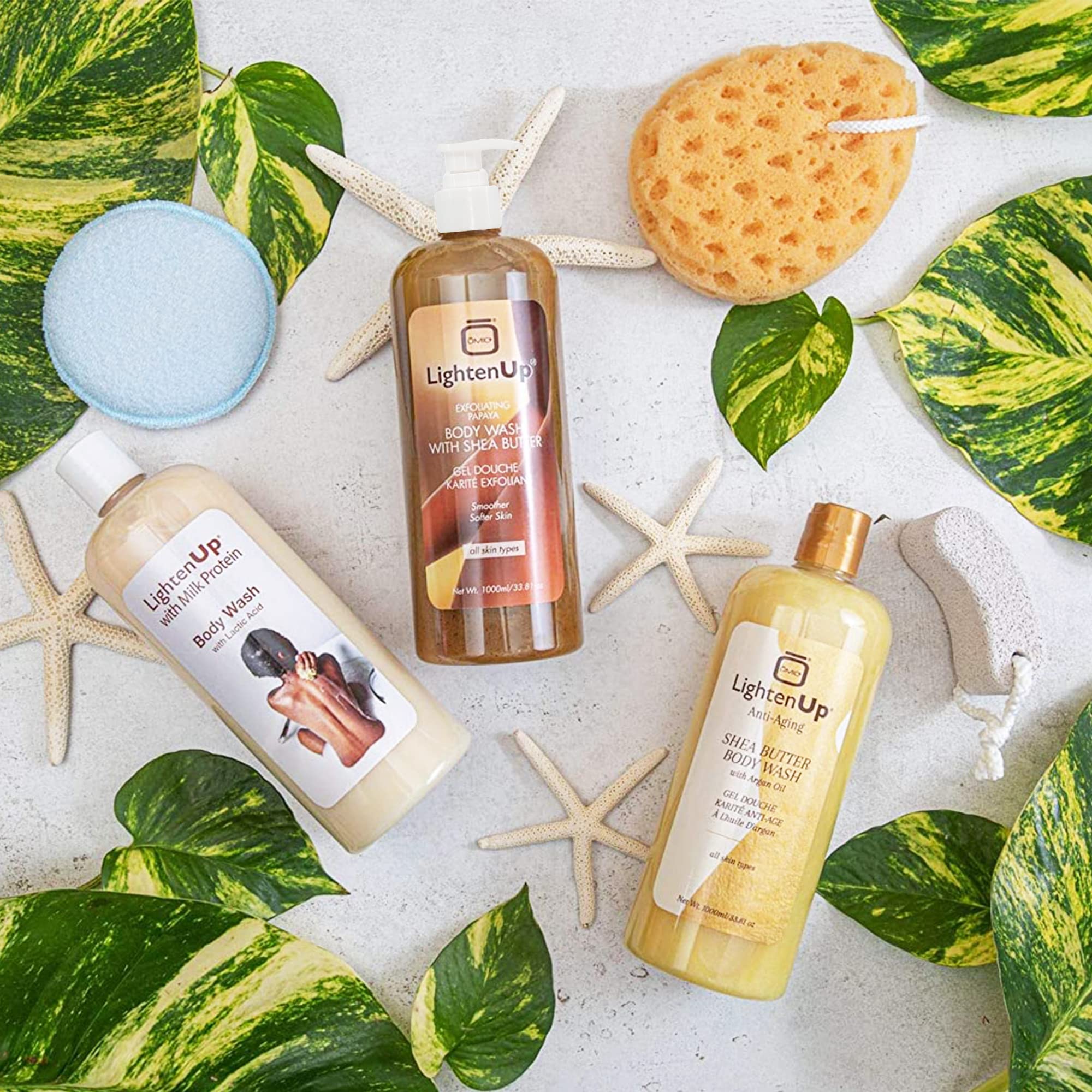 LightenUp Exfoliating Body Wash: envase práctico para baño diario