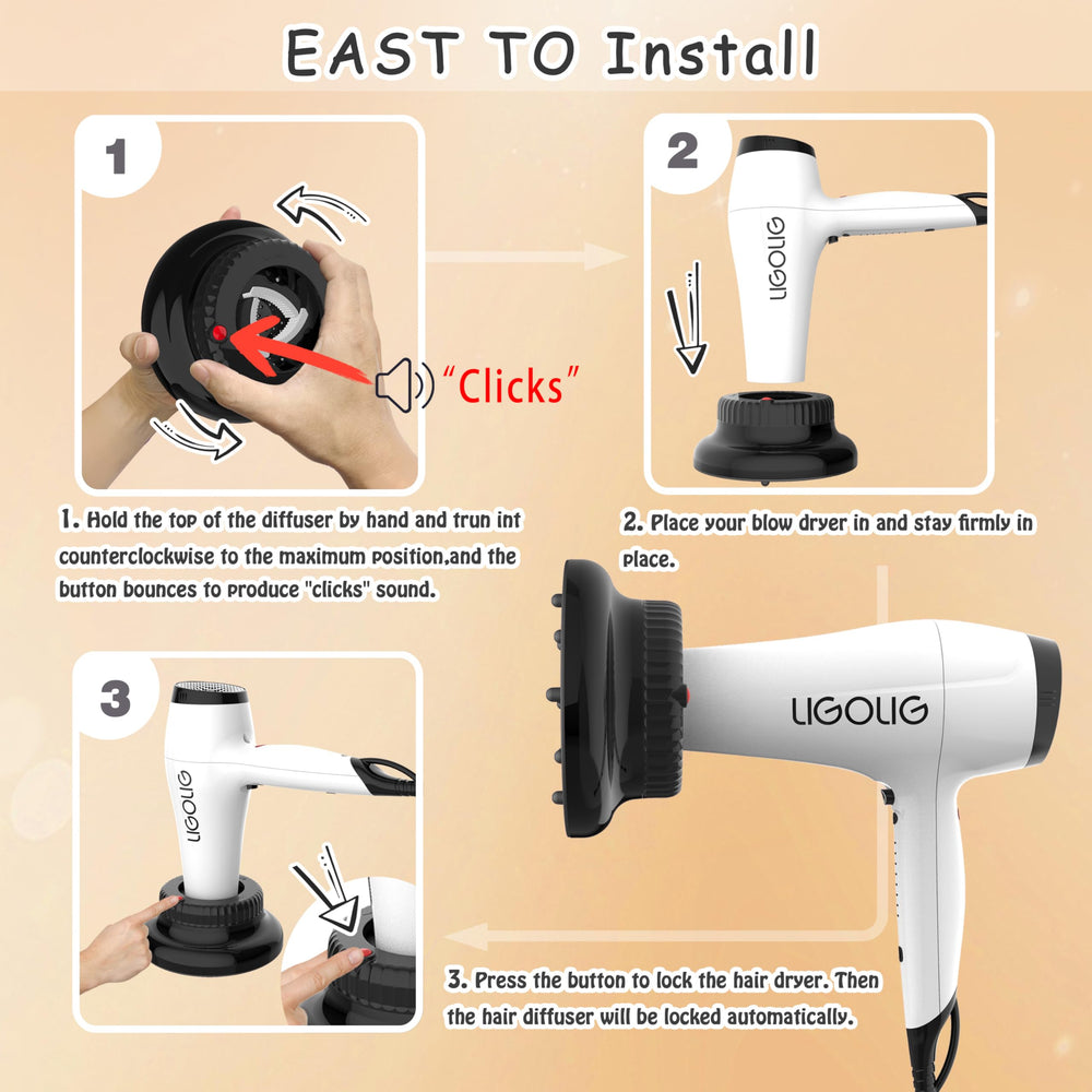 LIGOLIG accesorio difusor, enfoque detalle, compatible con secadores comunes