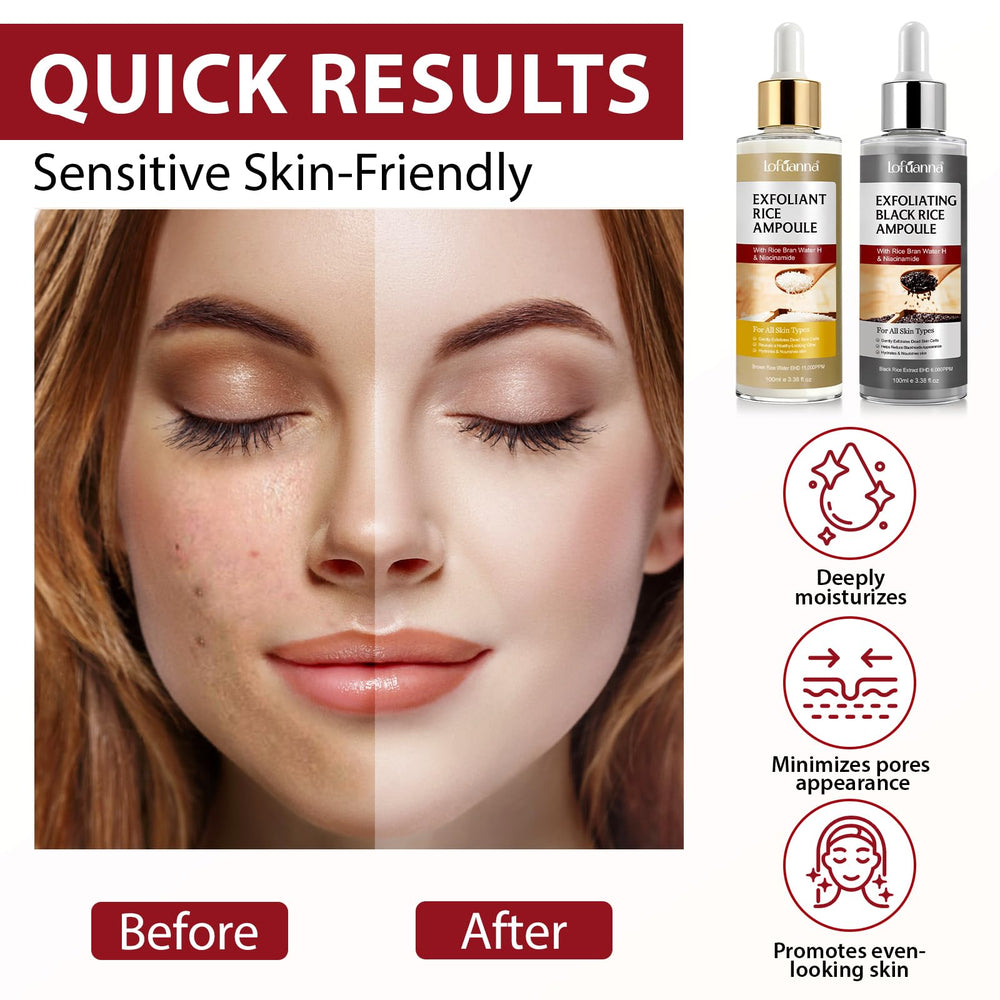 Liiutry Glow Rice Ampoule Duo: textura exfoliante suave para eliminar células muertas