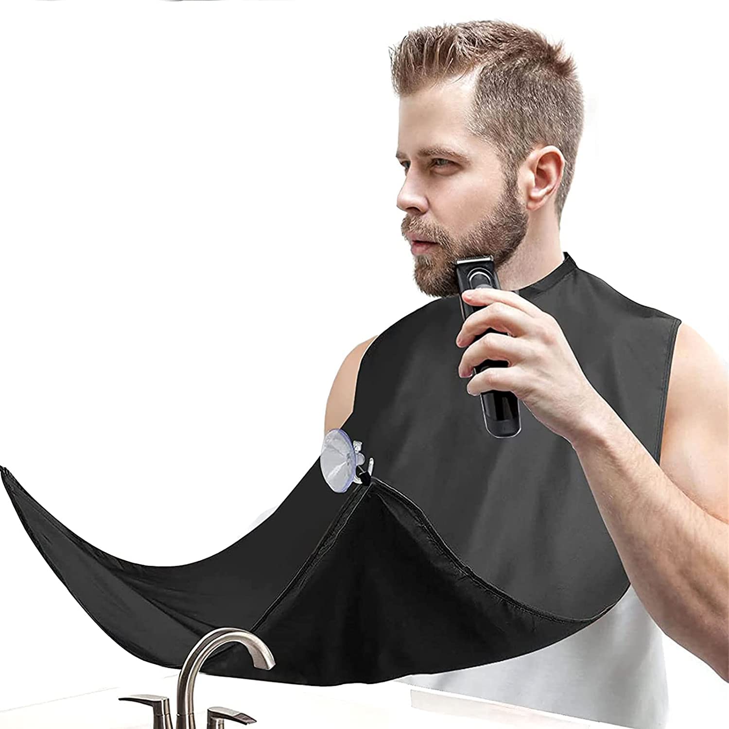 Likeny delantal para barba negro con cierre de velcro para recoger pelos