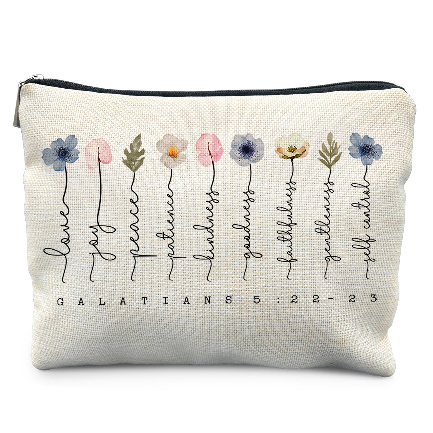 Likjad bolsa maquillaje cristiana con flores, ideal para uso diario