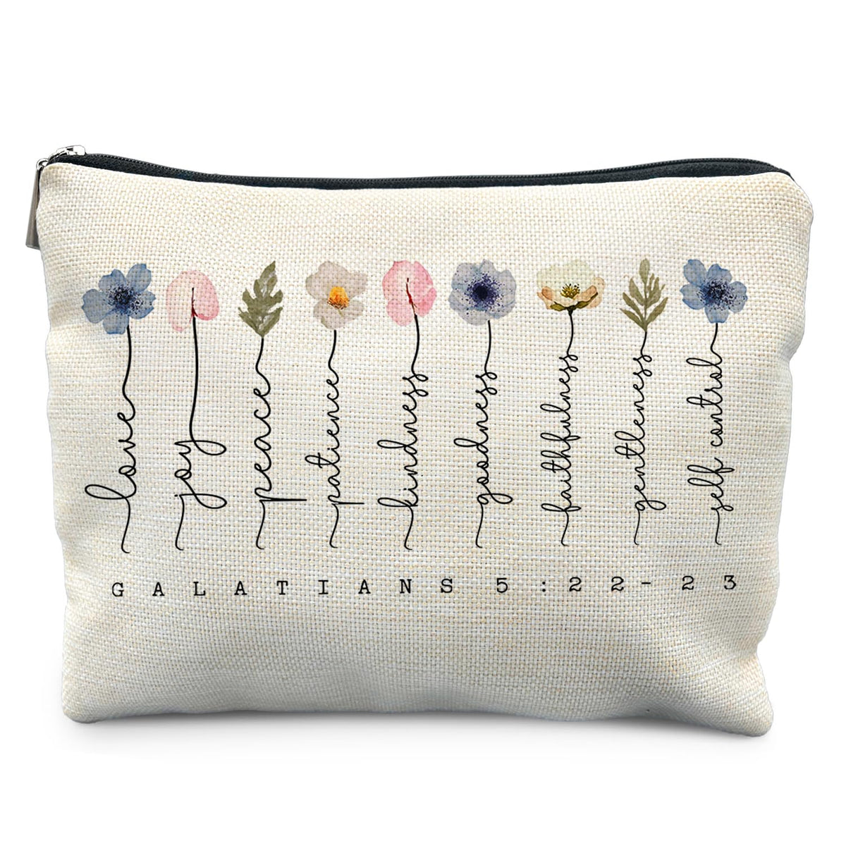 Likjad bolsa maquillaje cristiana con flores, ideal para uso diario