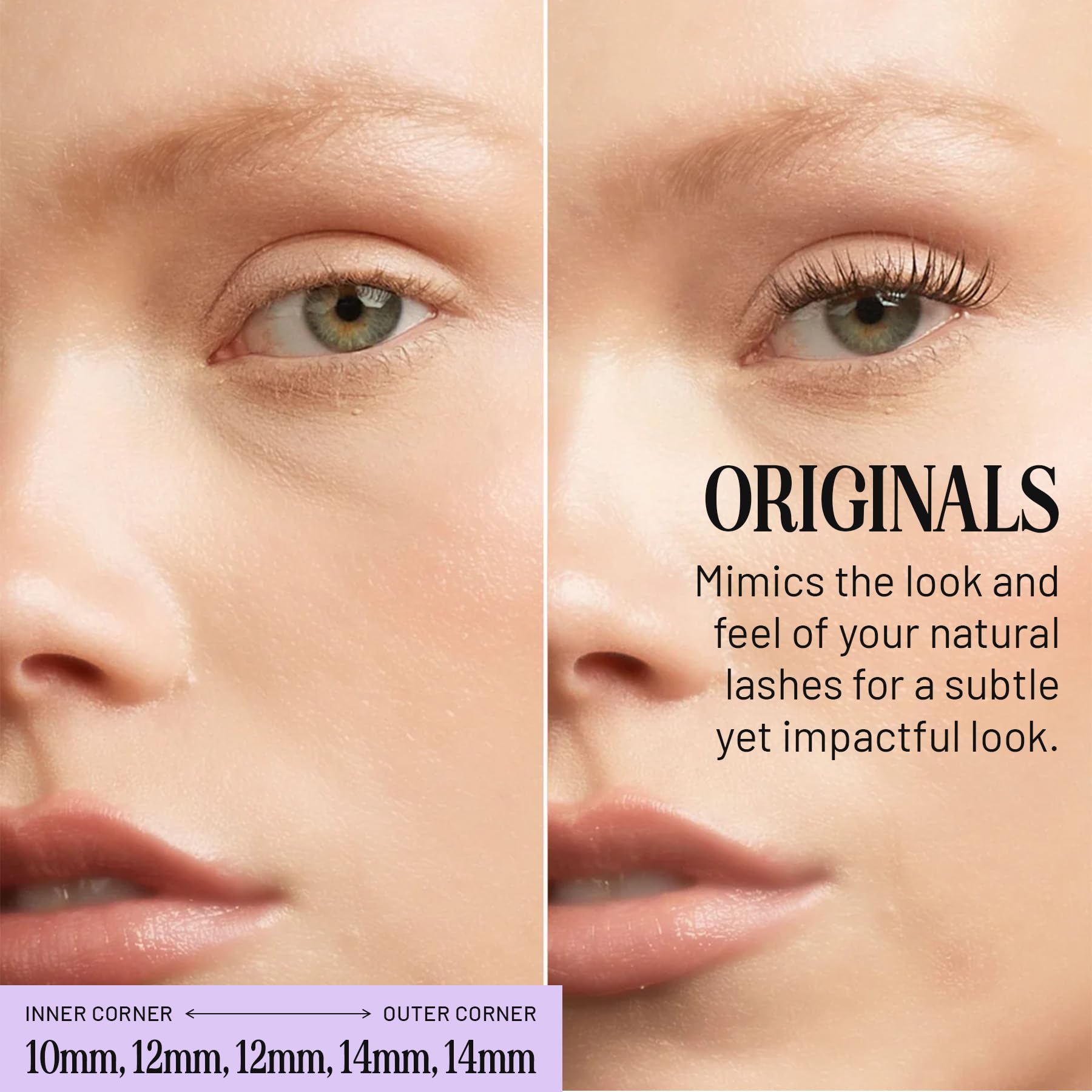 Lilac St Originals, pestañas 12mm, agrupamientos sutiles para mirada suave.