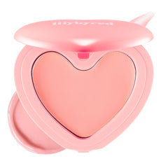 Bálsamo de mejilla lilybyred en forma de corazón, rubor rosado para un look natural.