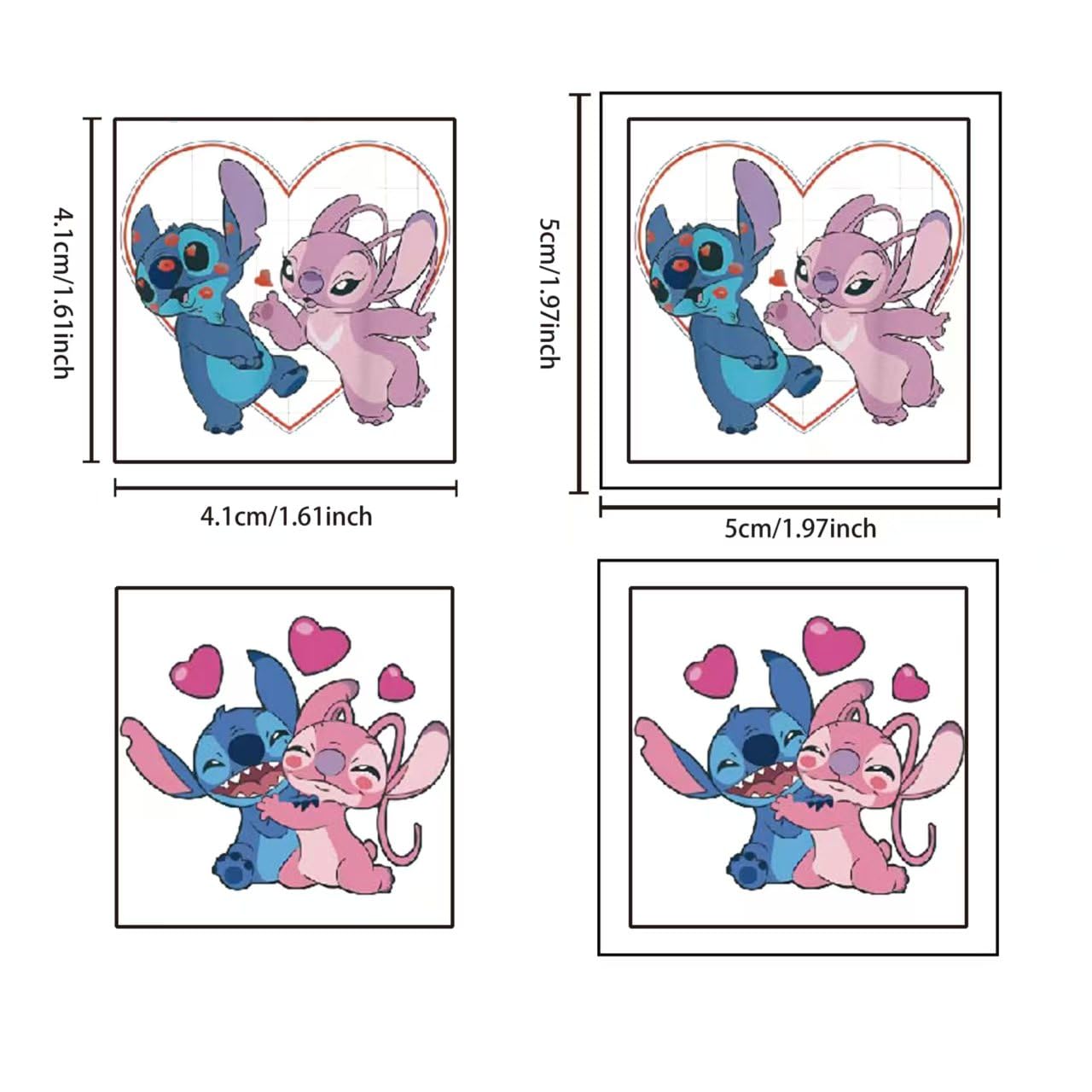 Diseños variados de Stitch en tatuajes temporales de Lilo y Stitch, ideales como recuerdos de fiesta.