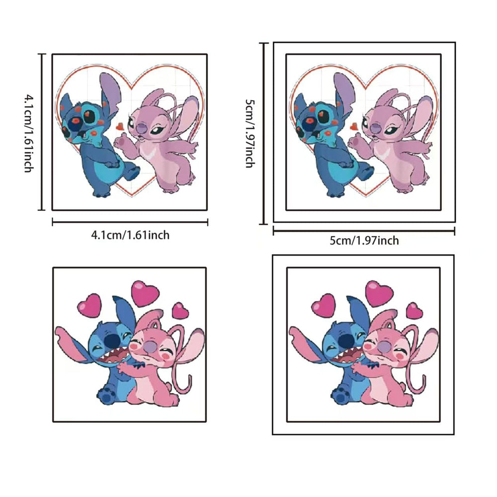Diseños variados de Stitch en tatuajes temporales de Lilo y Stitch, ideales como recuerdos de fiesta.