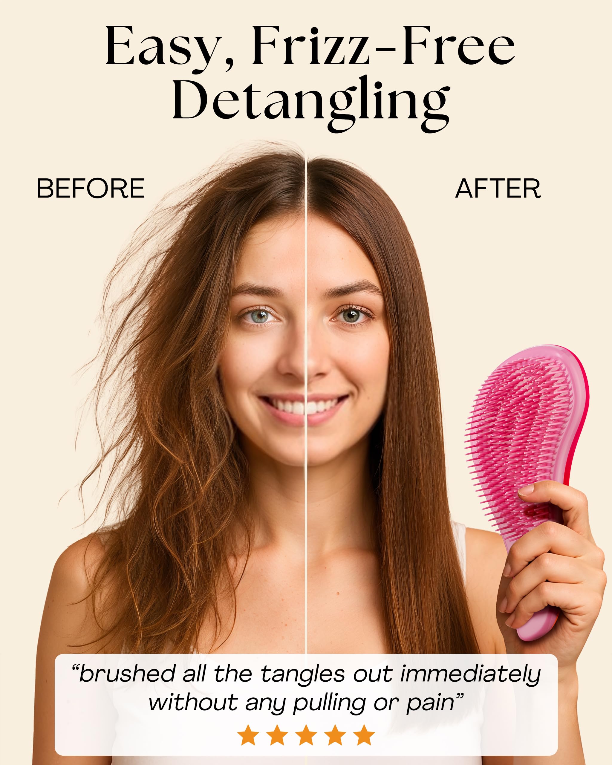 Lily England cepillo desenredante para cabello grueso con cerdas flexibles y densas