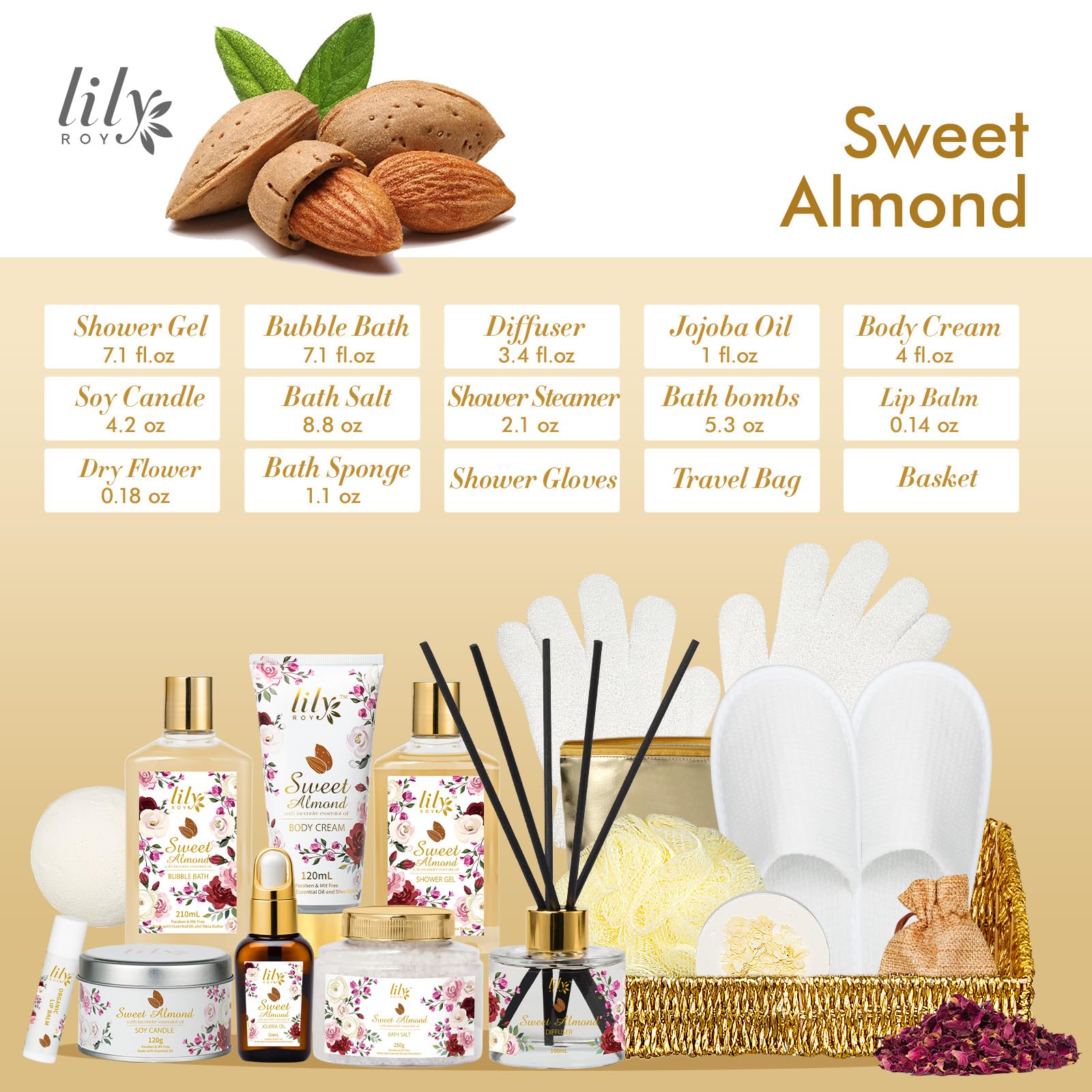 Gel de ducha Lily Roy aroma almendra para sensación fresca