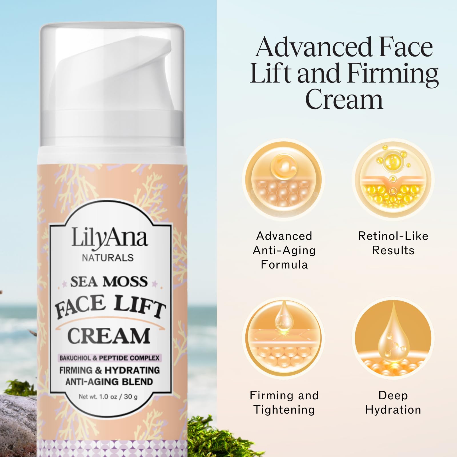 Complejo de péptidos en LilyAna Naturals mejora firmeza de la piel