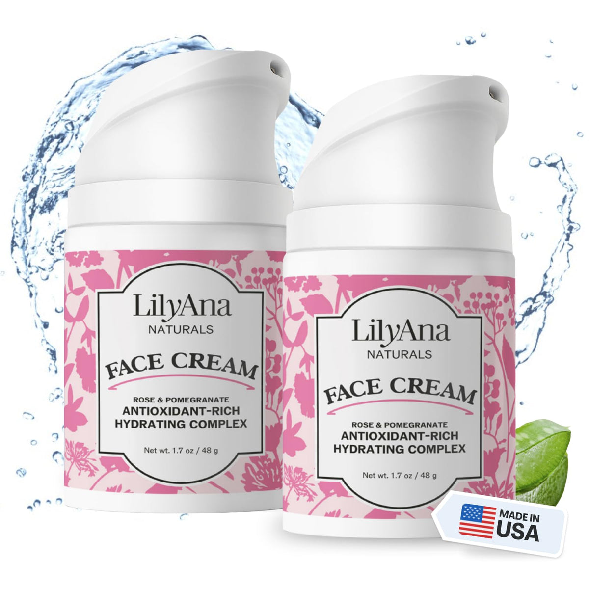 LilyAna Naturals crema rostro y cuello en bote para hidratación suave.