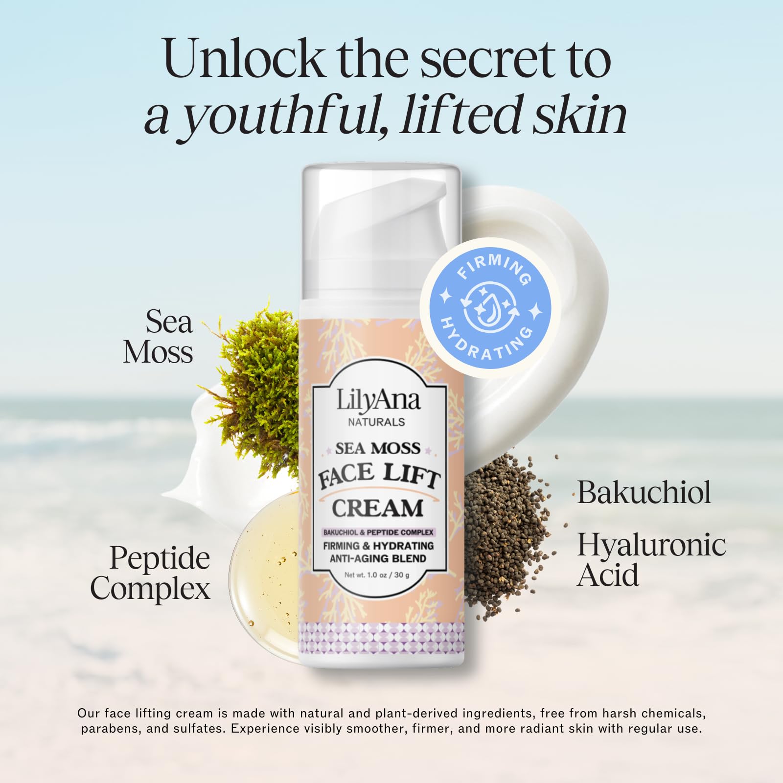 Textura cremosa de LilyAna Naturals destacando hidratación y elasticidad
