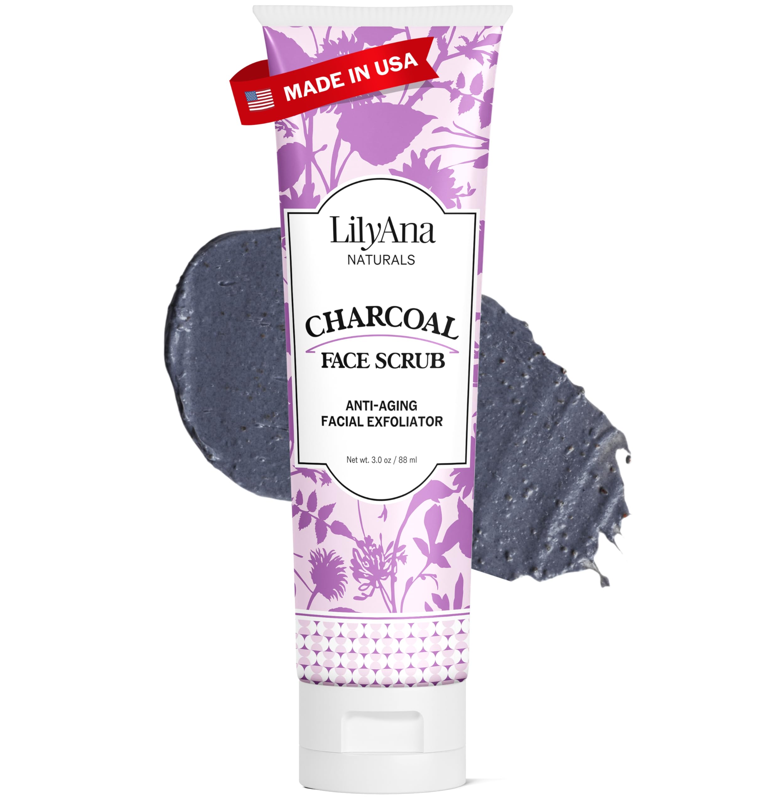 LilyAna Naturals exfoliante facial carbón activado: textura suave para limpiar poros