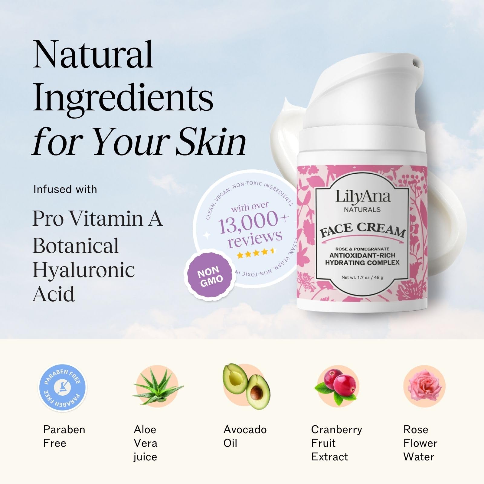 Ingredientes clave: rosa destilado y aloe vera para piel calmada y radiante.
