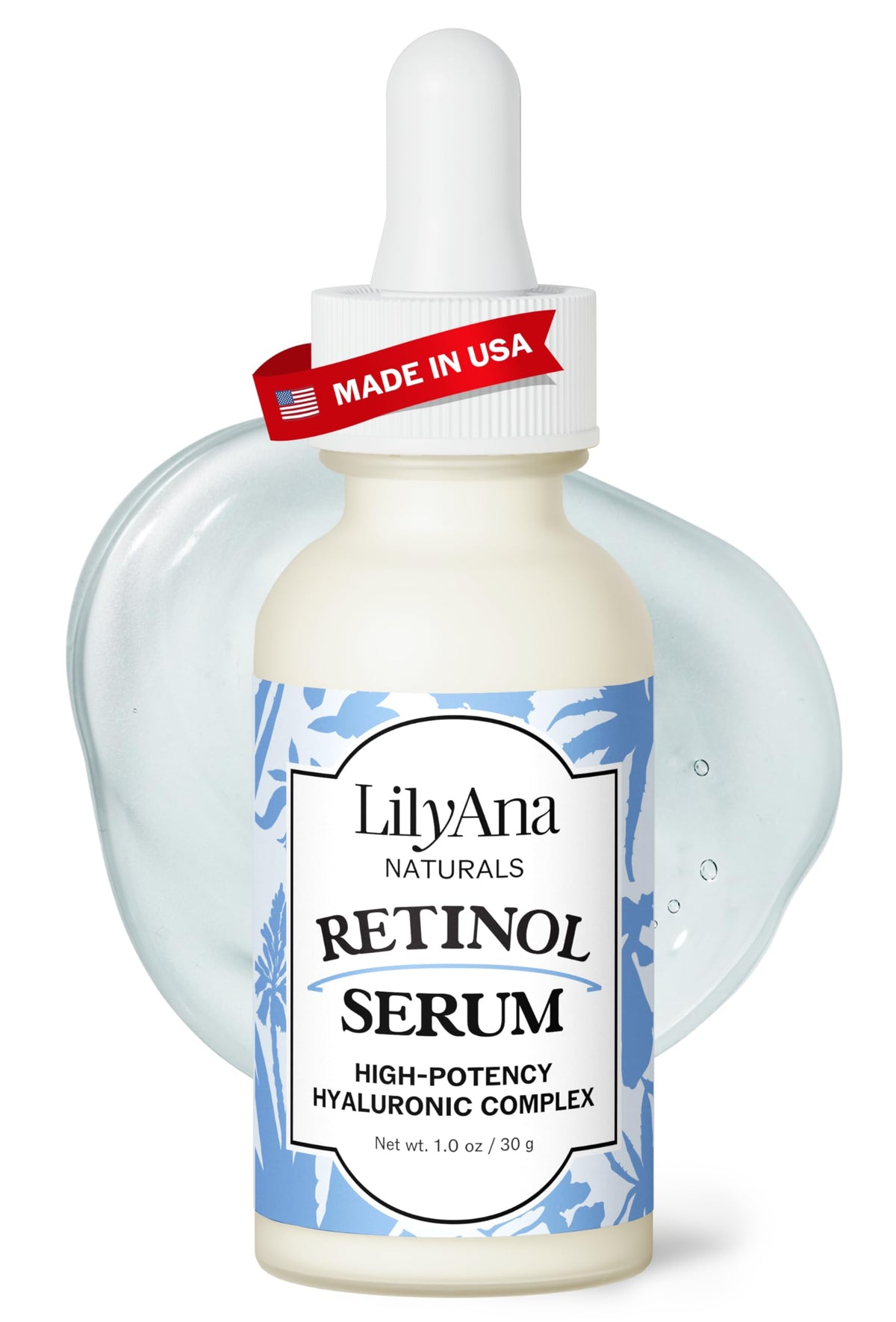 LilyAna Naturals Retinol Serum - botella: textura sedosa para piel suave y luminosa.