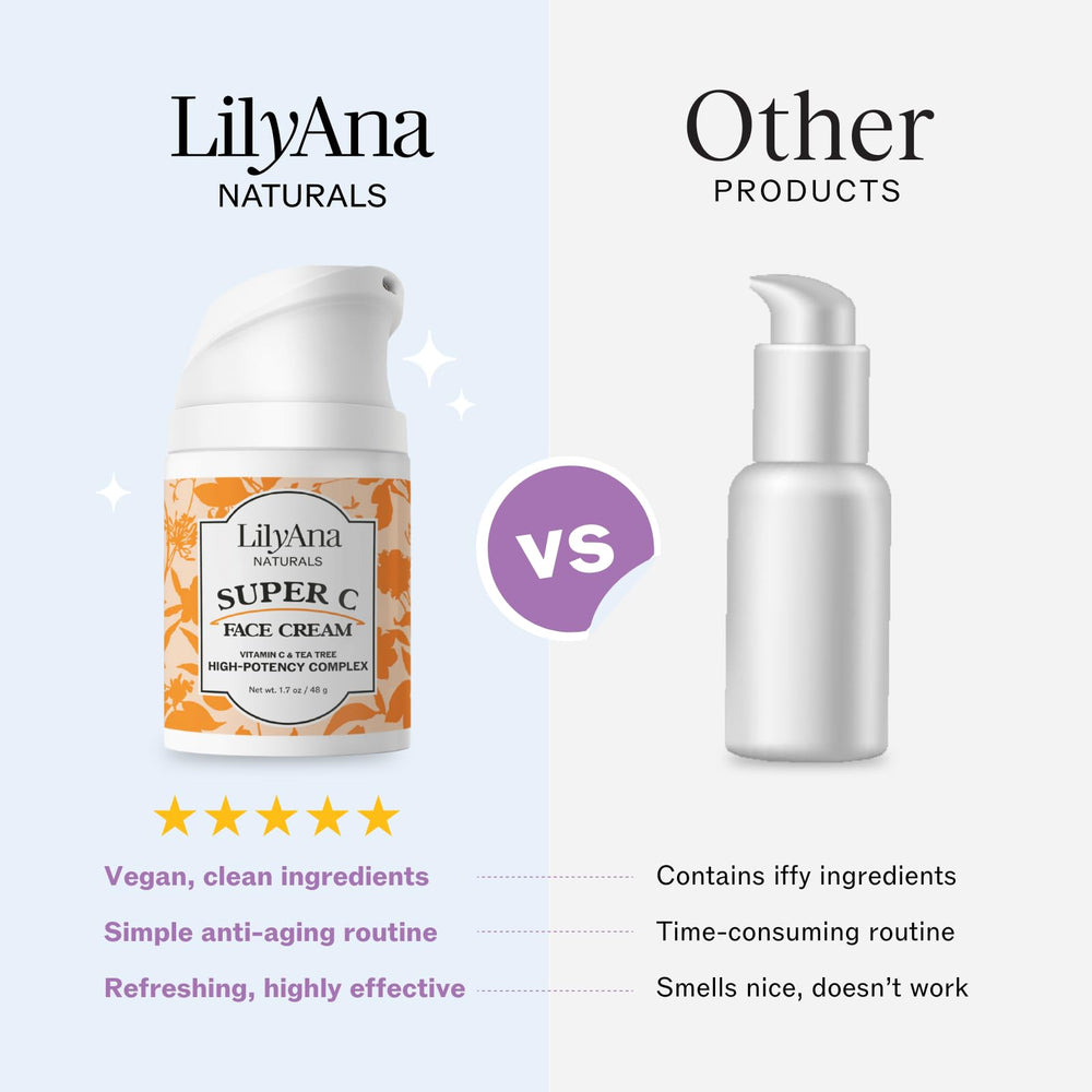 LilyAna Naturals Super C para el rostro, posible iluminación suave.