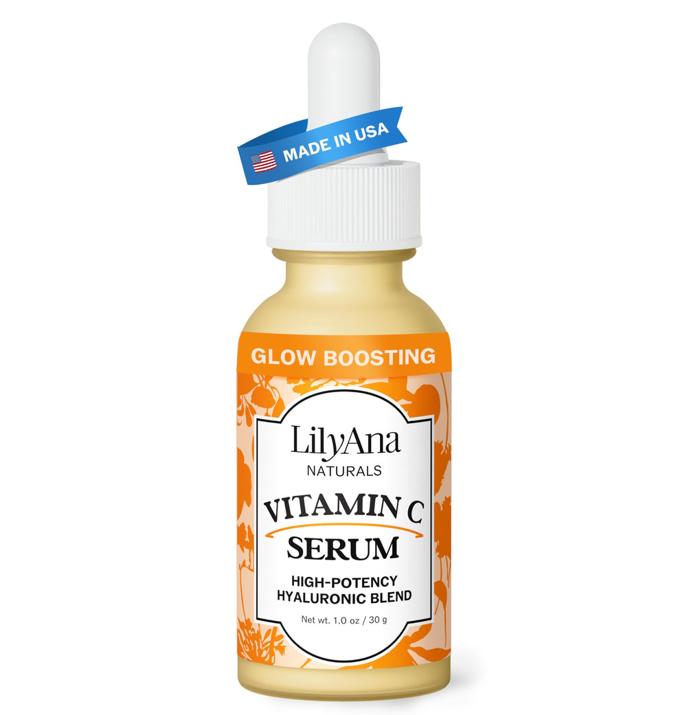 LilyAna Naturals Serum de Vitamina C en botella, hidratación suave y brillo natural.