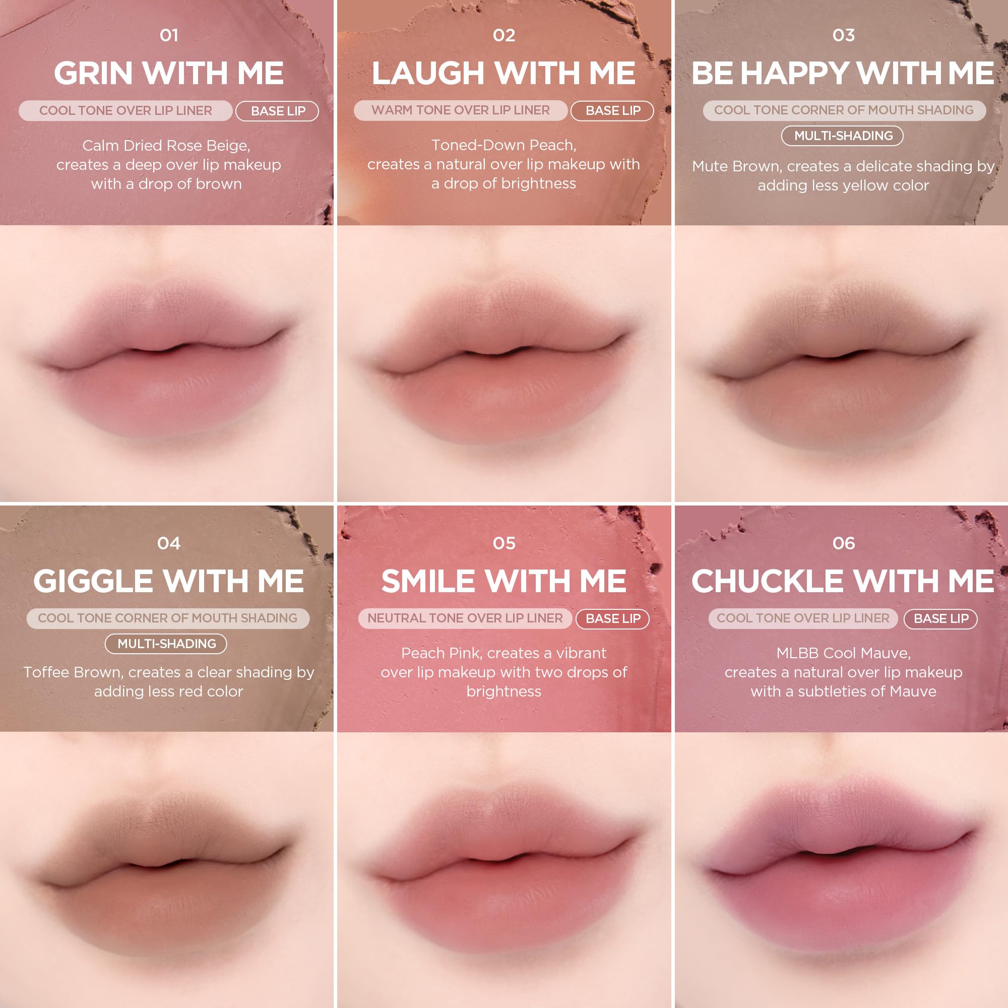 Lilybyred Smiley Lip Blending Stick, acabado mate duradero para labios definidos.