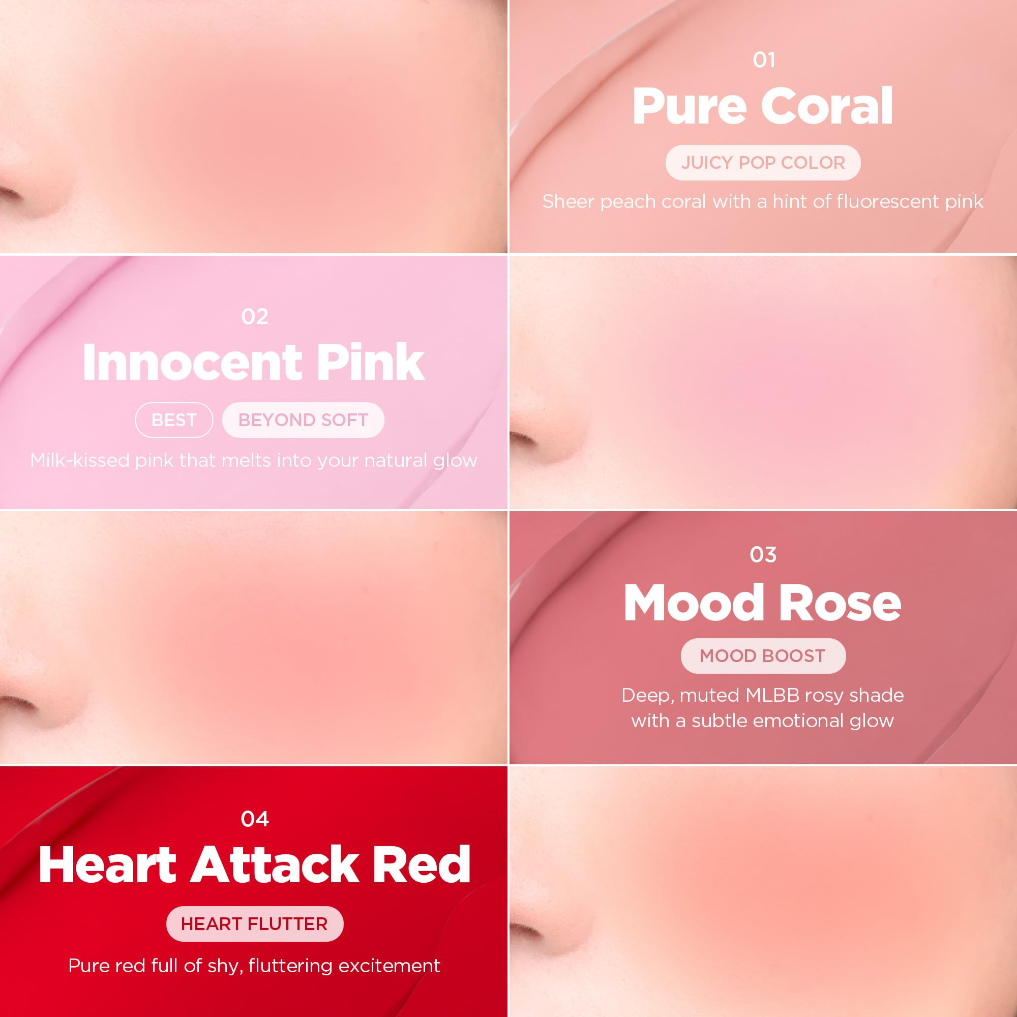 Uso multibeneficio de lilybyred para mejillas, ojos y labios.