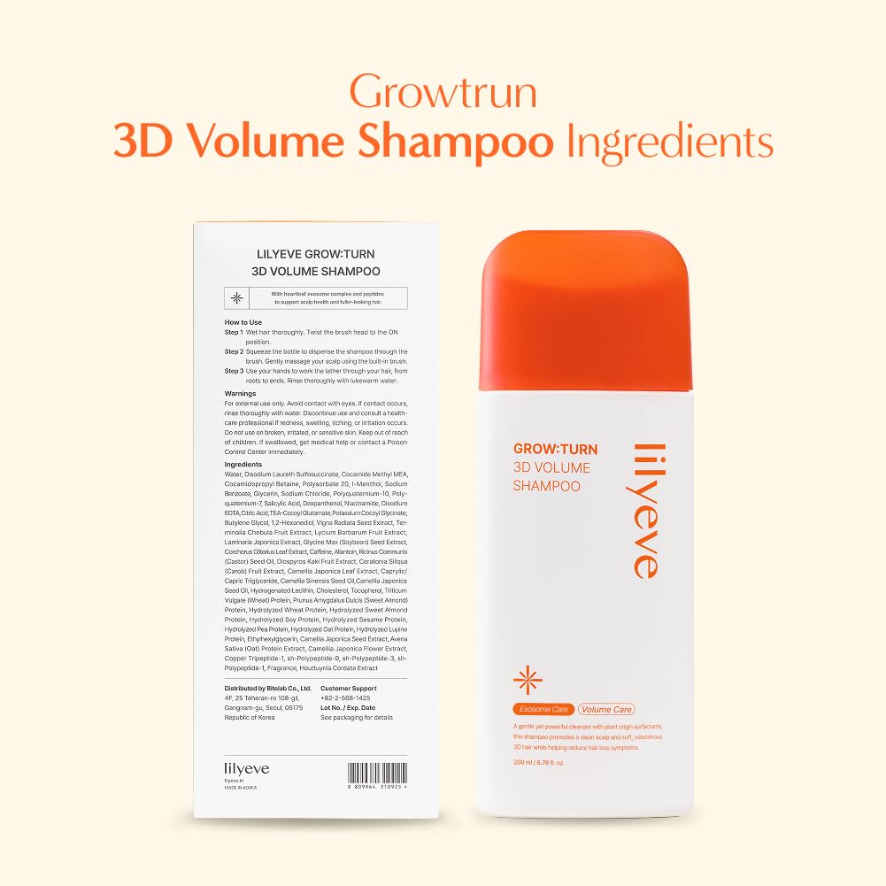 Lilyeve GrowTurn rutina diaria de cuidado capilar para volumen.