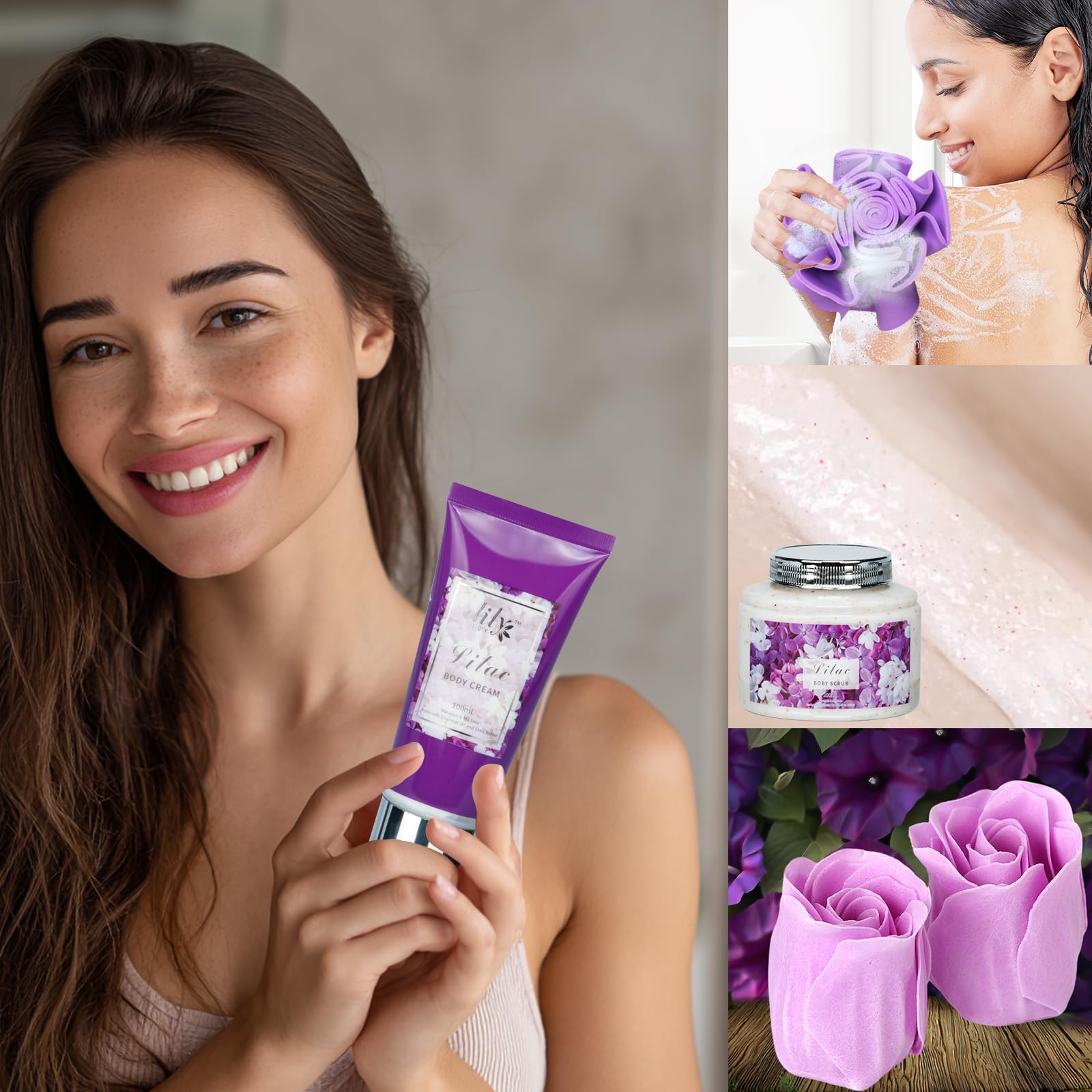 LILY ROY body scrub showing exfoliating texture for radiant skin.