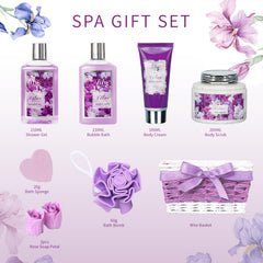 LILY ROY lavender shower gel bottle close-up, soothing scent for a relaxing bath.